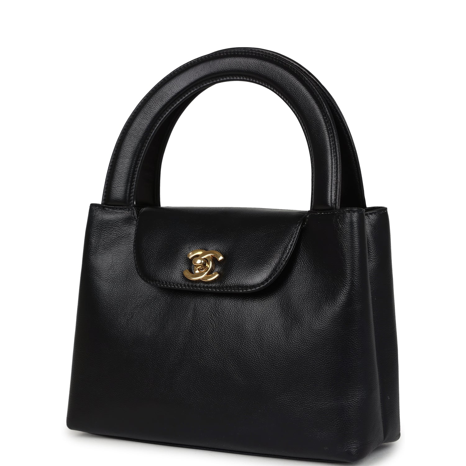 Vintage Chanel Large Kelly Black Caviar Gold Hardware