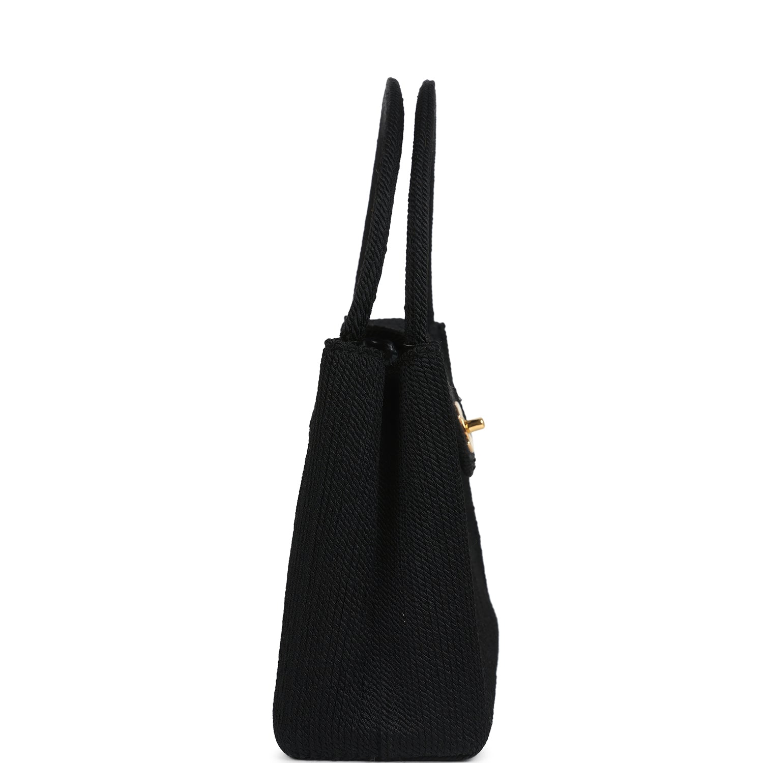 Vintage Chanel Large Kelly Rope Black Woven Gold Hardware