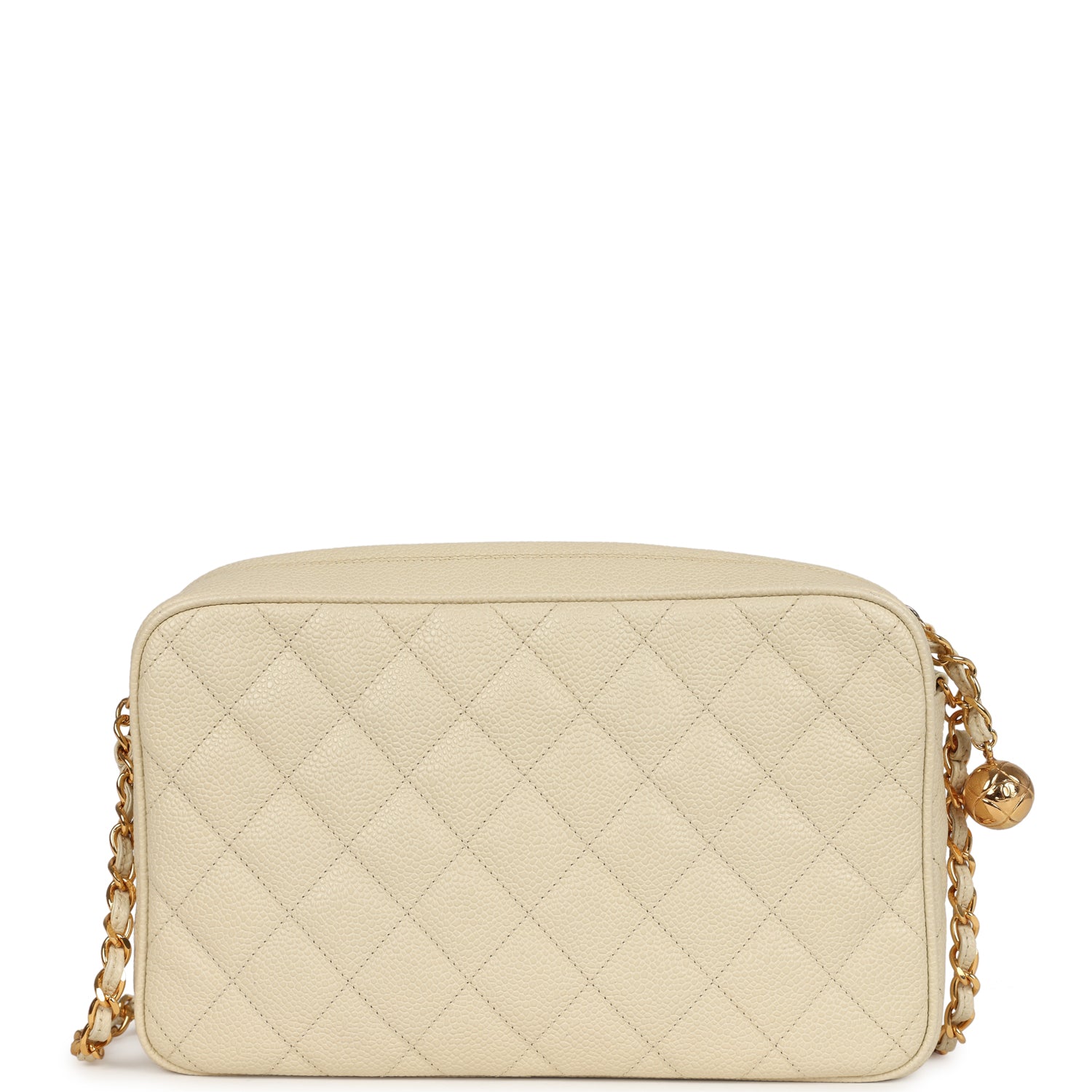Vintage Chanel Medium Camera Bag Light Beige Caviar Gold Hardware