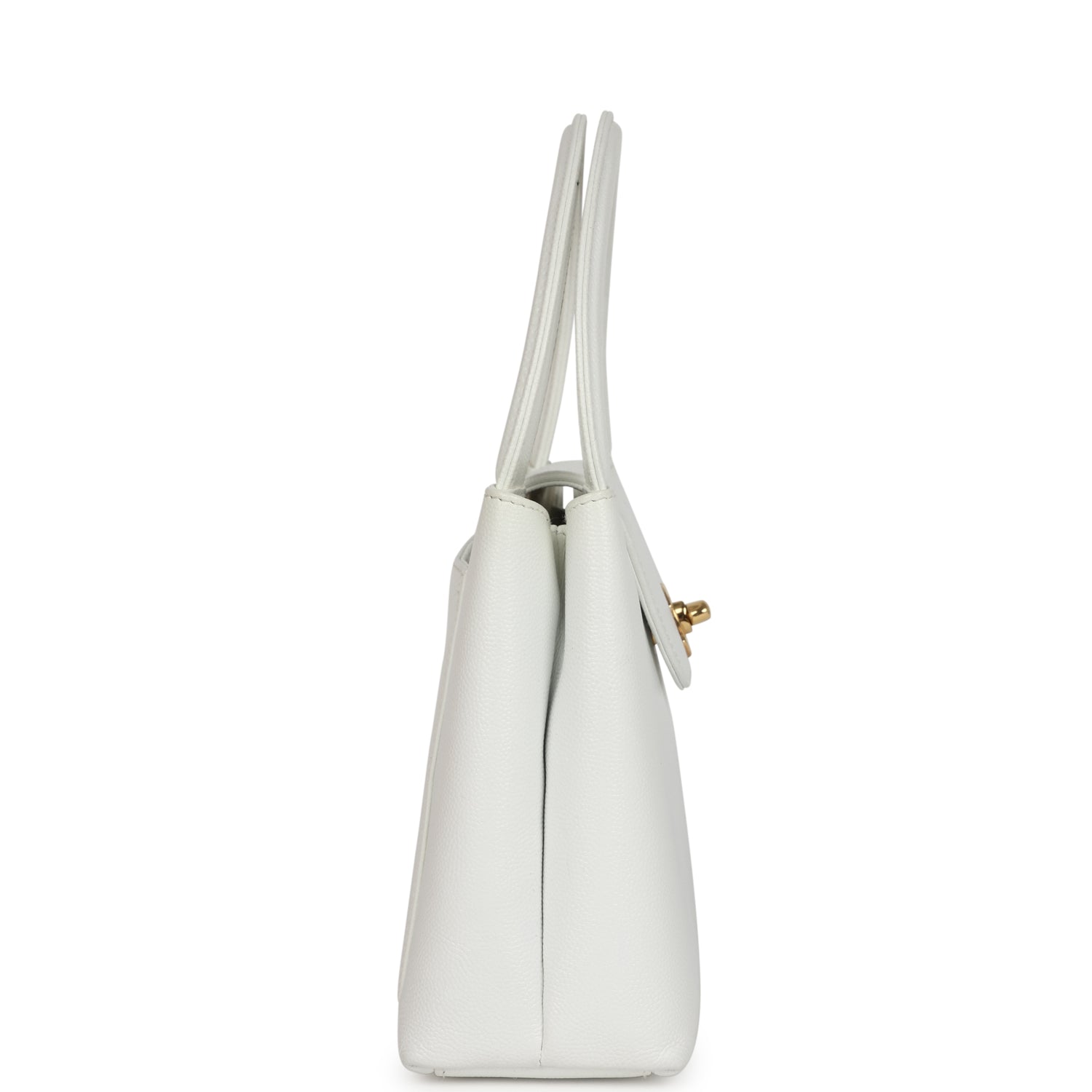 Vintage Chanel Small Kelly White Caviar Gold Hardware