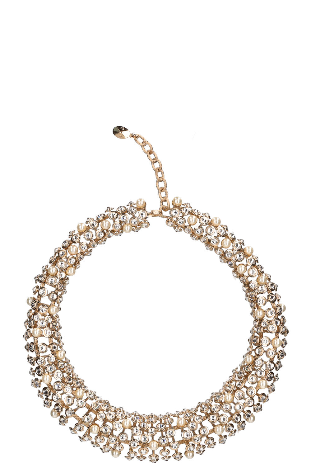 CHRISTIAN DIOR Crystal Necklace Champagne Gold