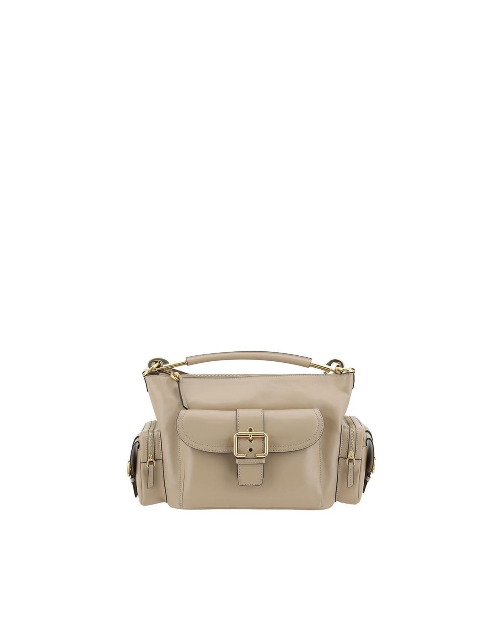 Chloe Woody Small Leather Shoulder Bag Women Gray Handbags