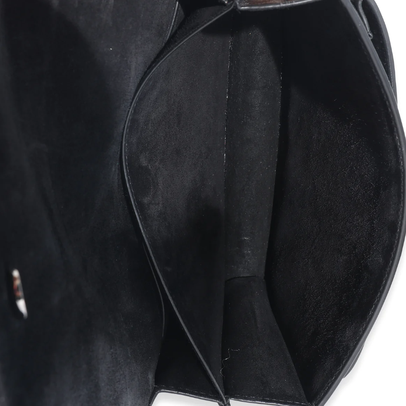 SAINT LAURENT - Black Glossy Eelskin Medium Monogram Sunset Bag