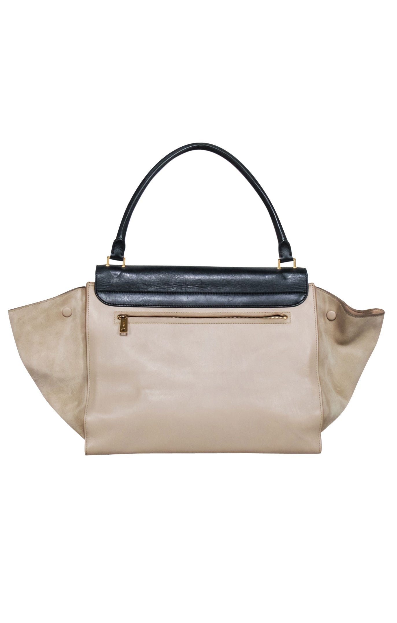 Celine - Beige & Black Large Trapeze Tote Bag