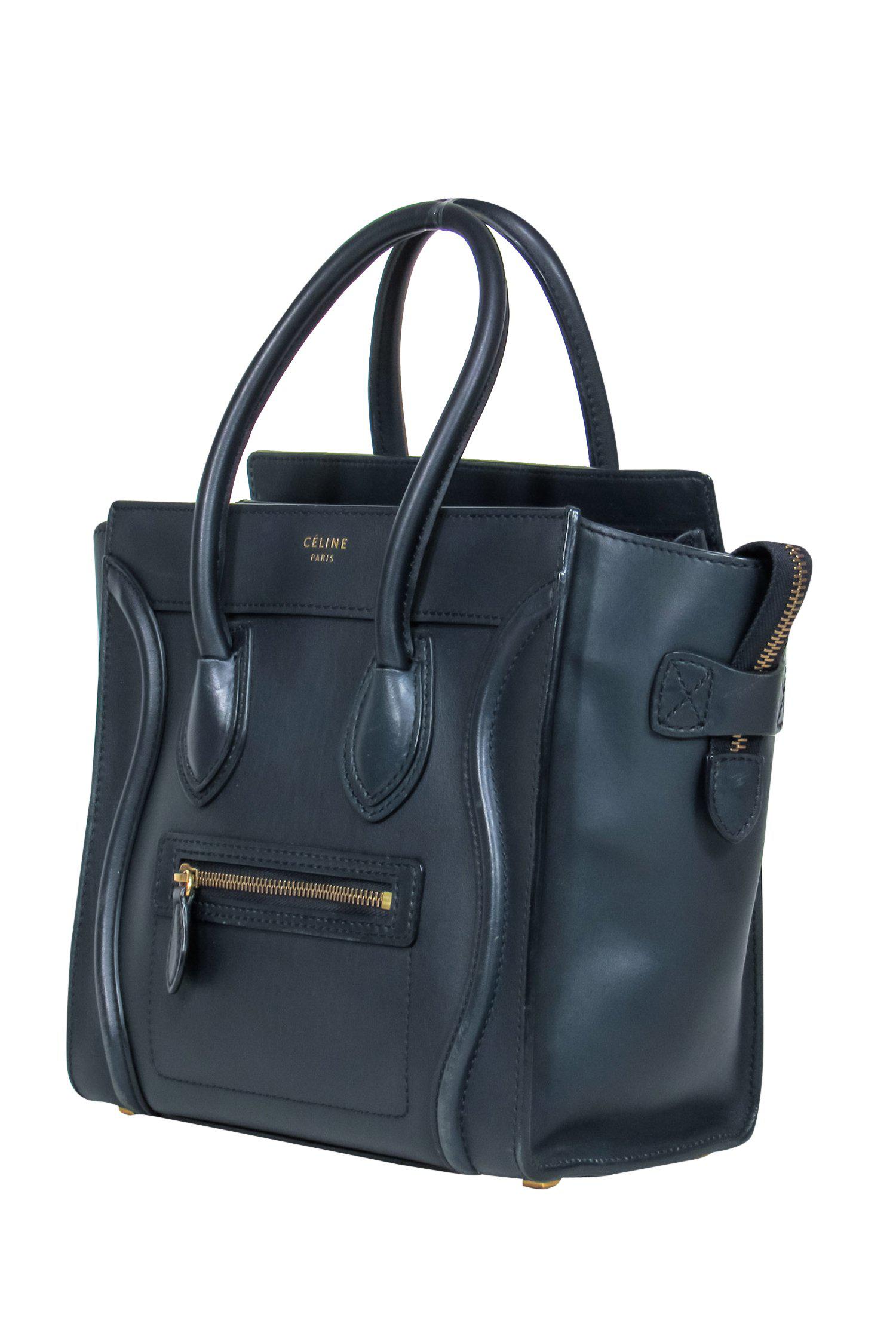 Celine - Navy Leather “Micro Luggage” Handbag