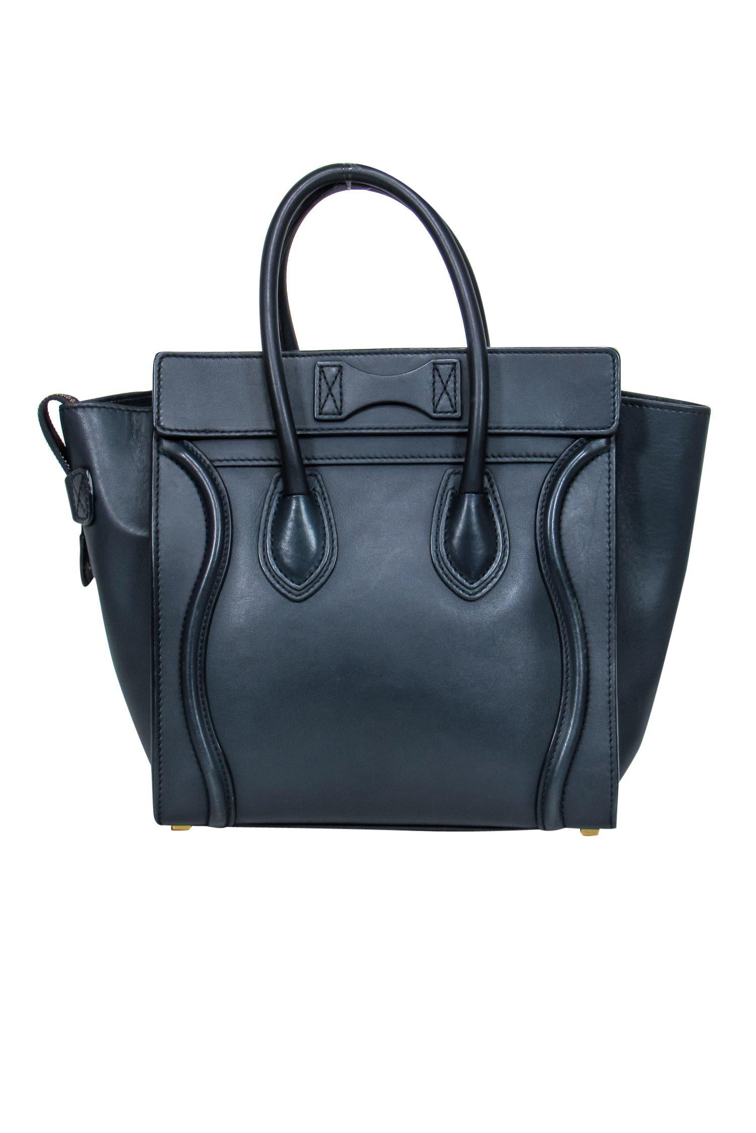 Celine - Navy Leather “Micro Luggage” Handbag