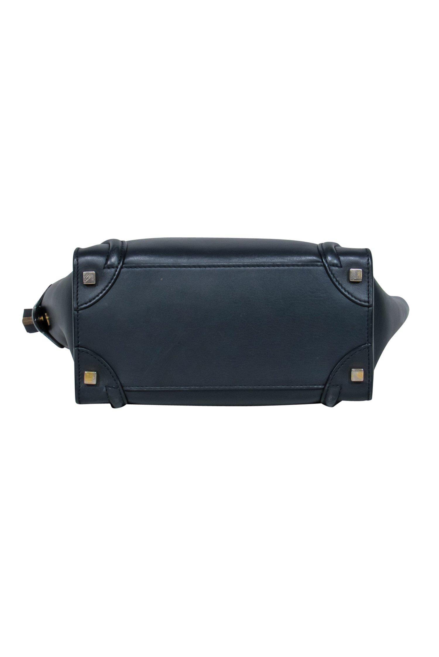 Celine - Navy Leather “Micro Luggage” Handbag