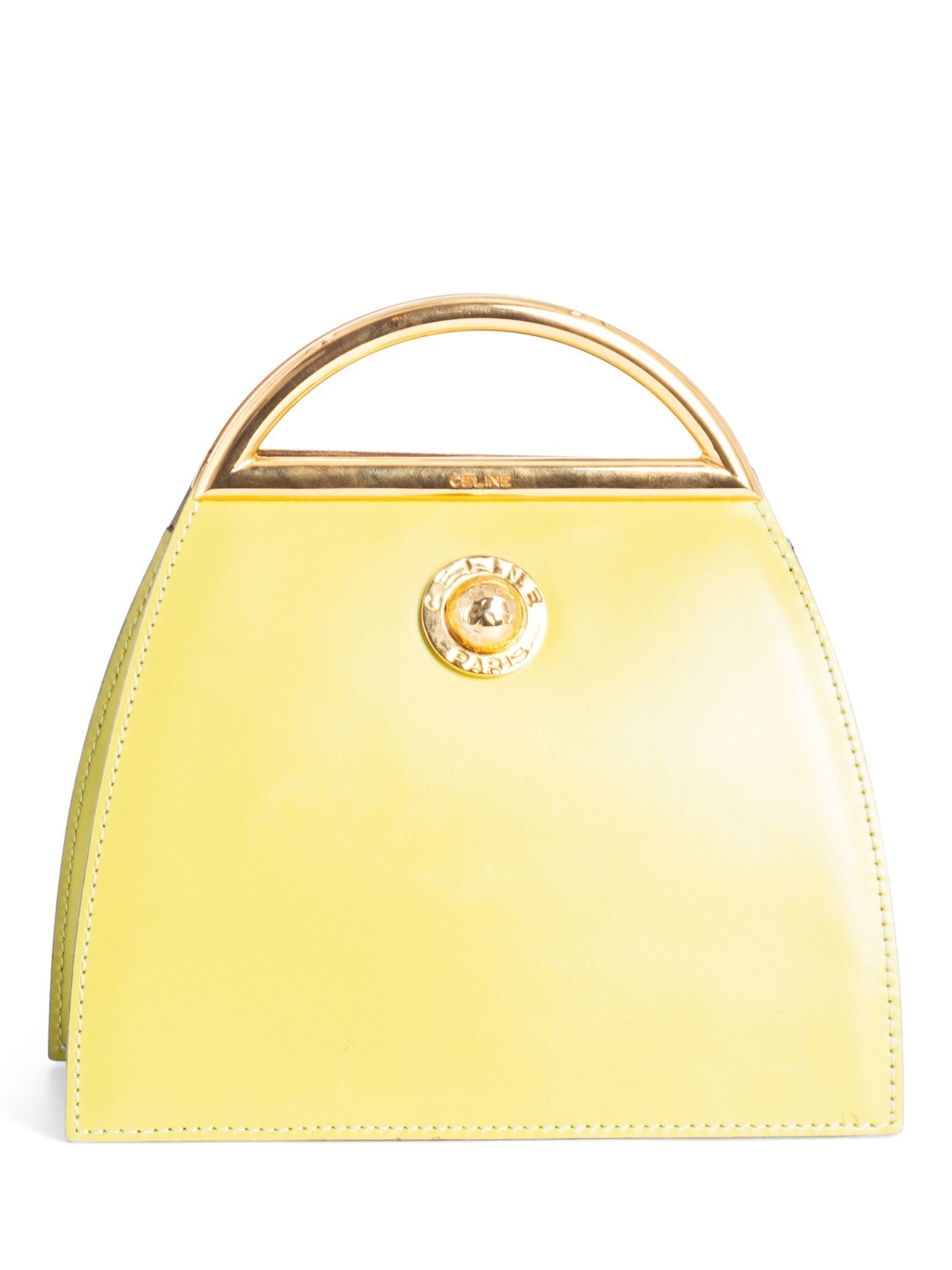 Celine Vintage Leather Top Handle Mini Bag Yellow