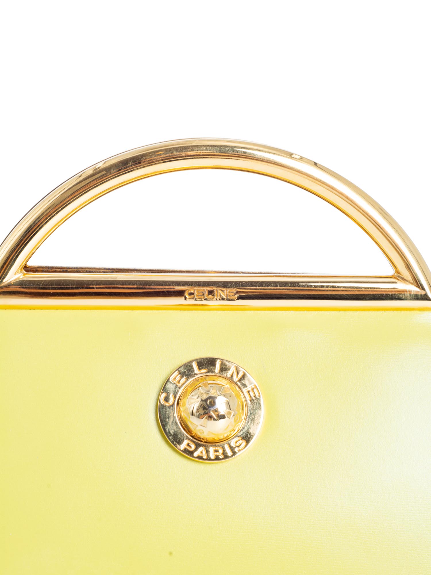 Celine Vintage Leather Top Handle Mini Bag Yellow