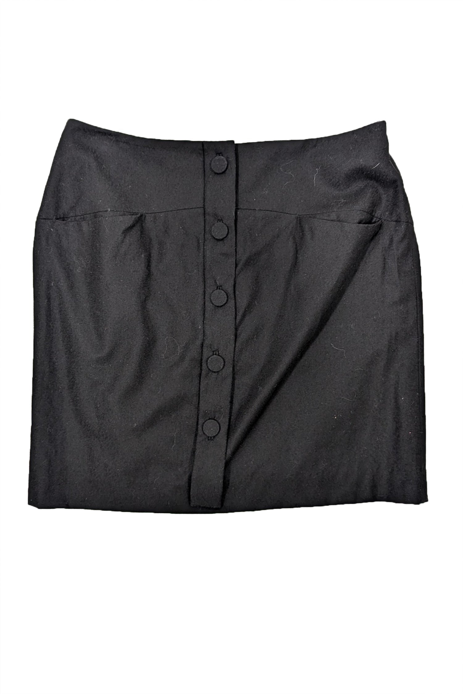 Chloe - Black Button Front Wool Blend Skirt Sz 8