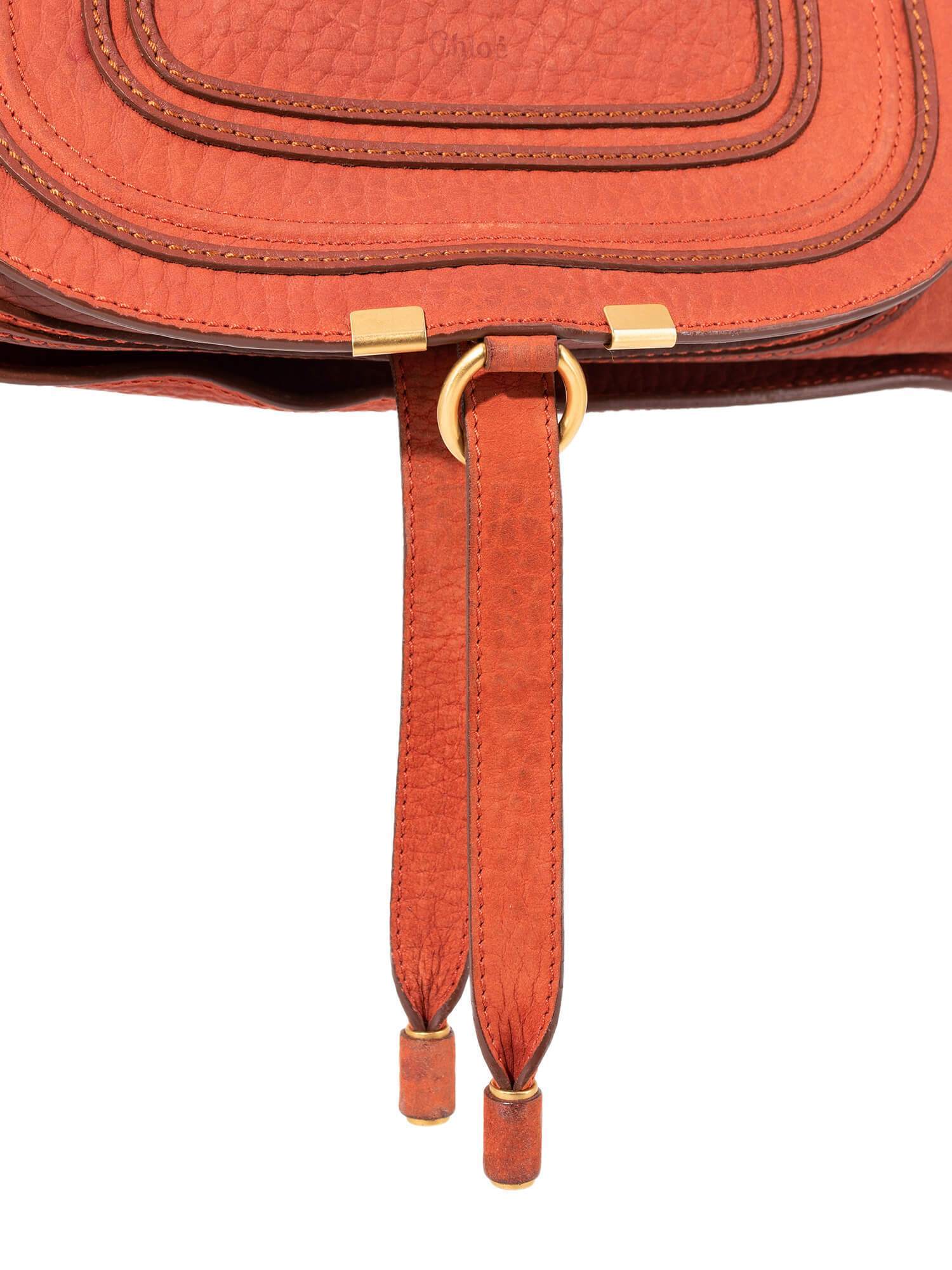 Chloe Calfskin Medium Marcie Saddle Bag Brown