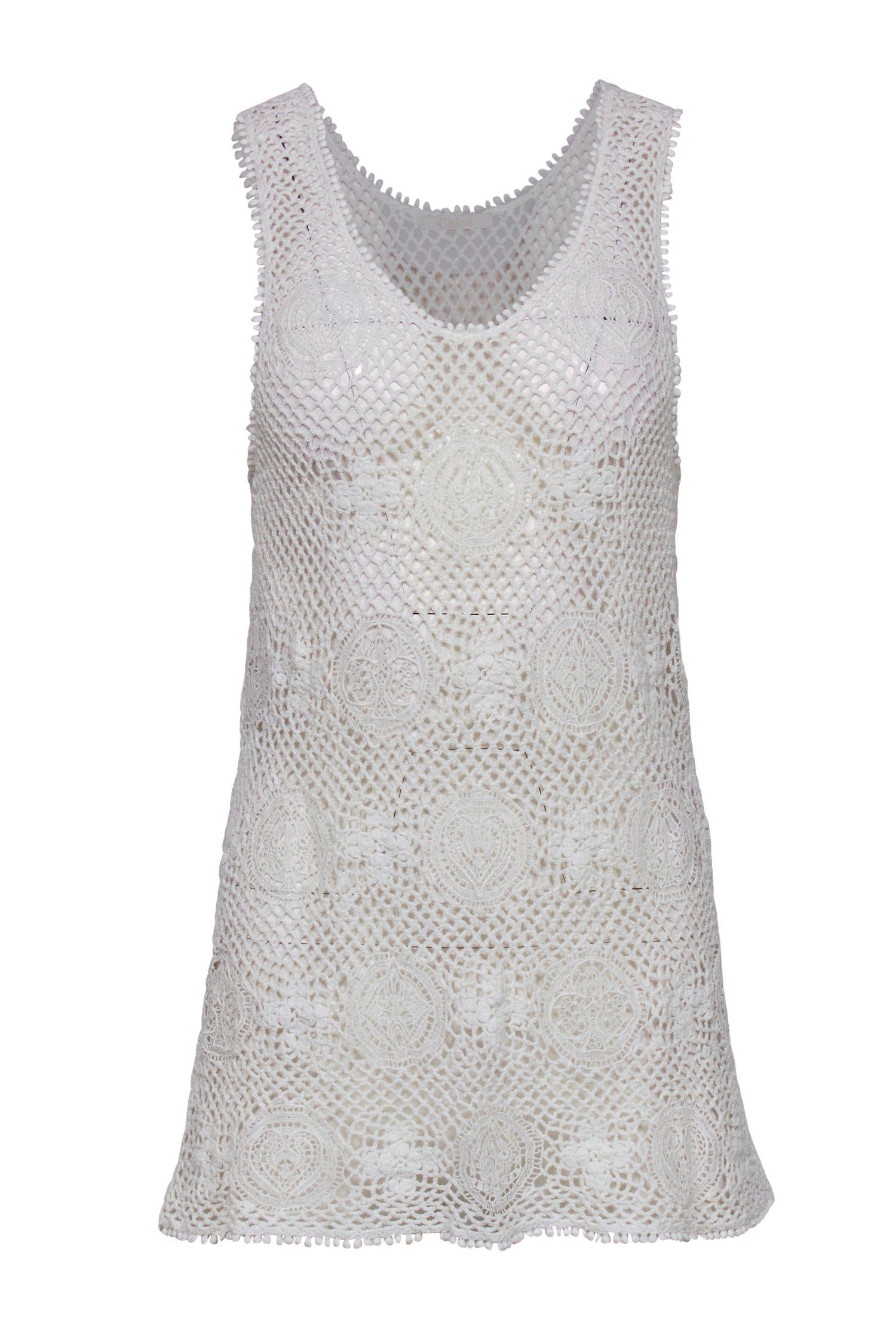 Chloe - White Crochet & Lace Tank Sz M