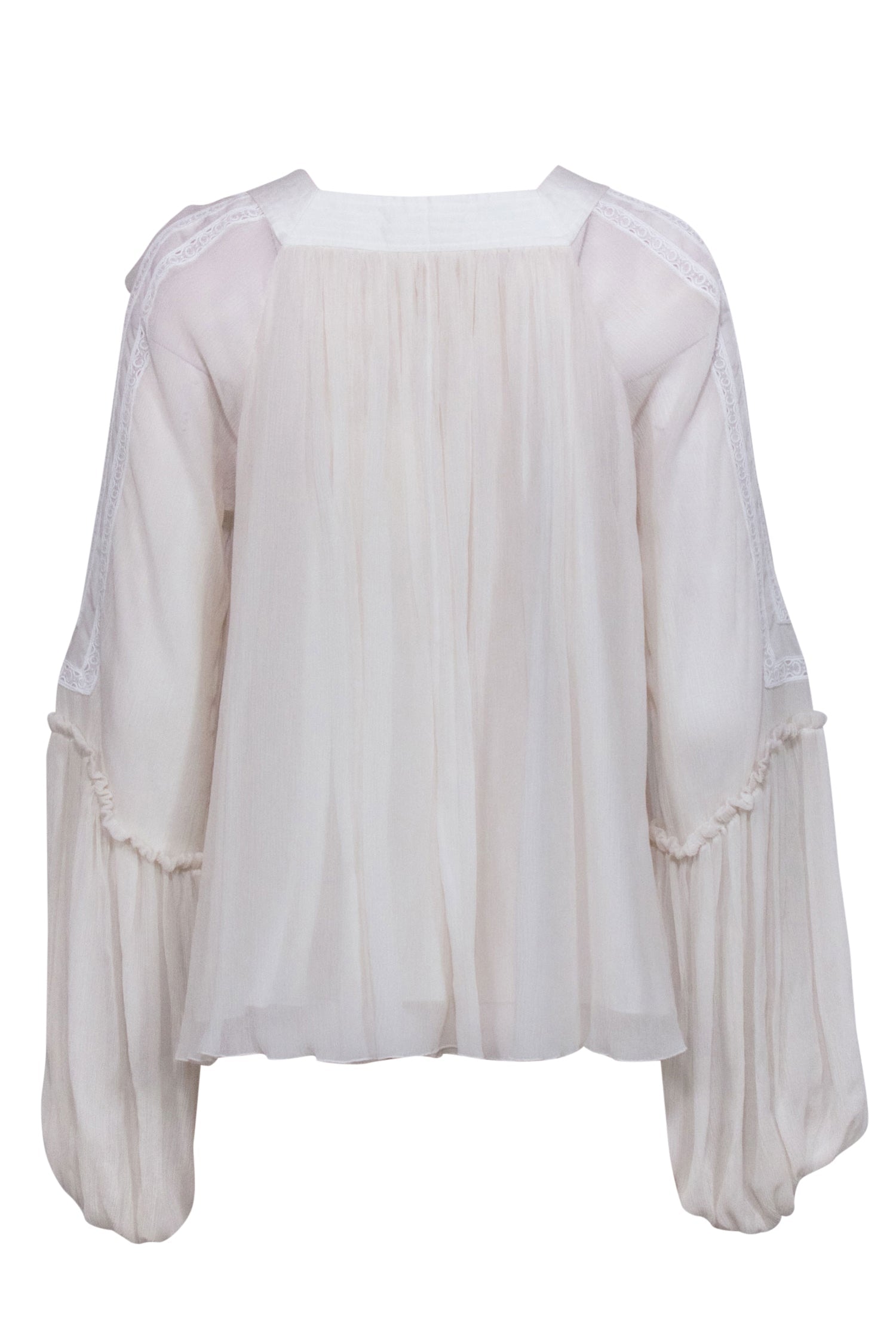 Chloe - White Silk Peasant Blouse Sz 4