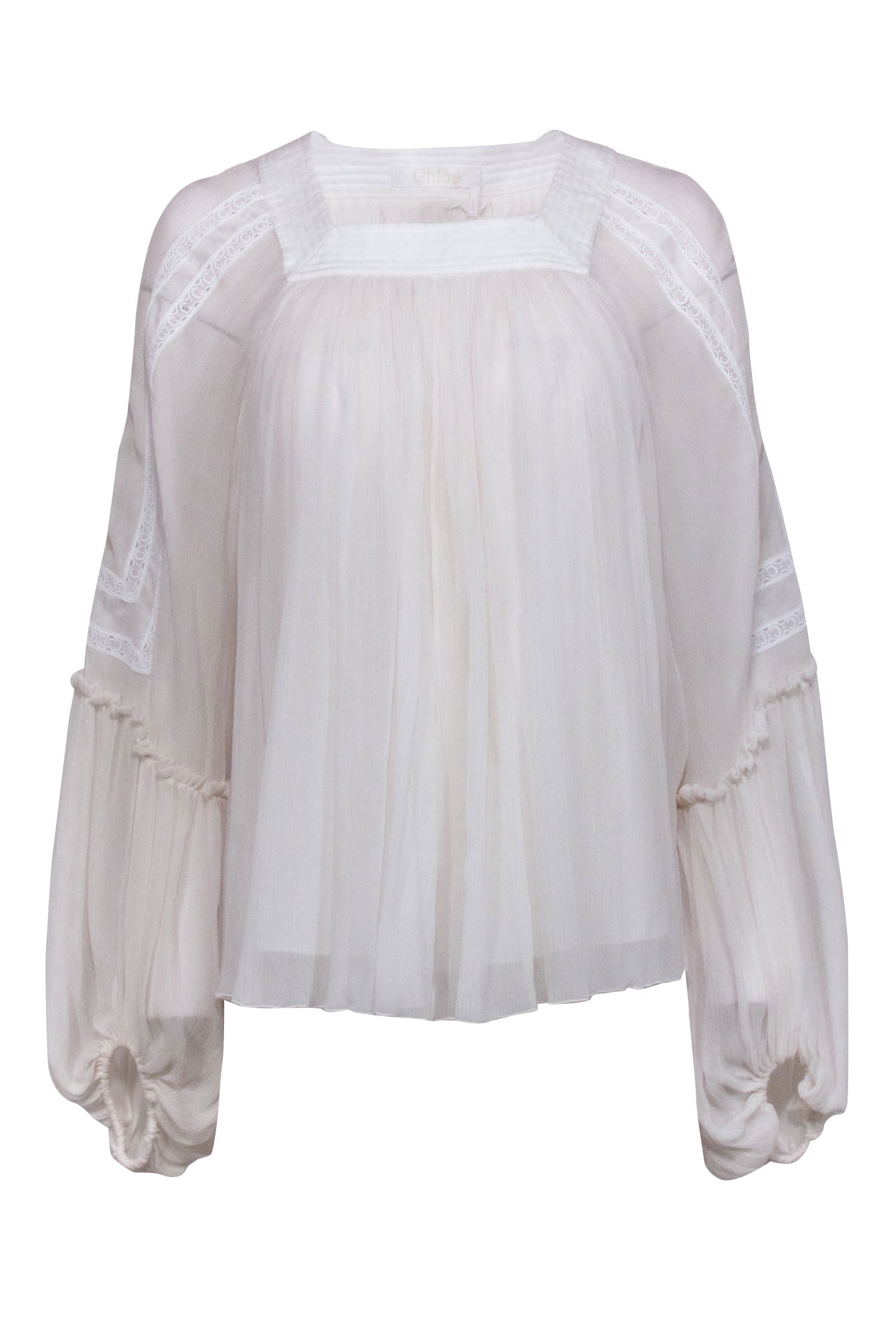 Chloe - White Silk Peasant Blouse Sz 4