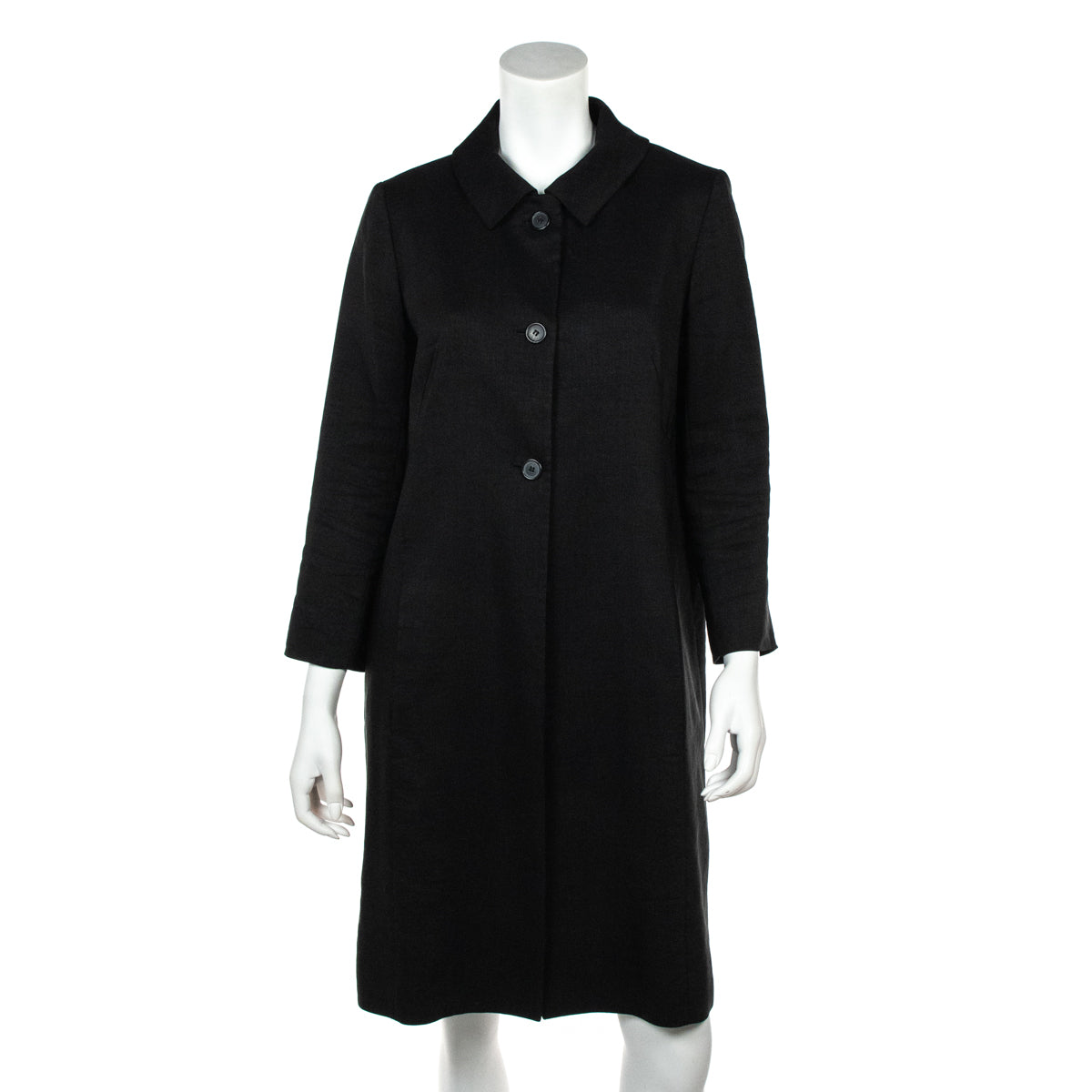 Chloe Black Linen Car Coat Size L | US 10 | FR 42