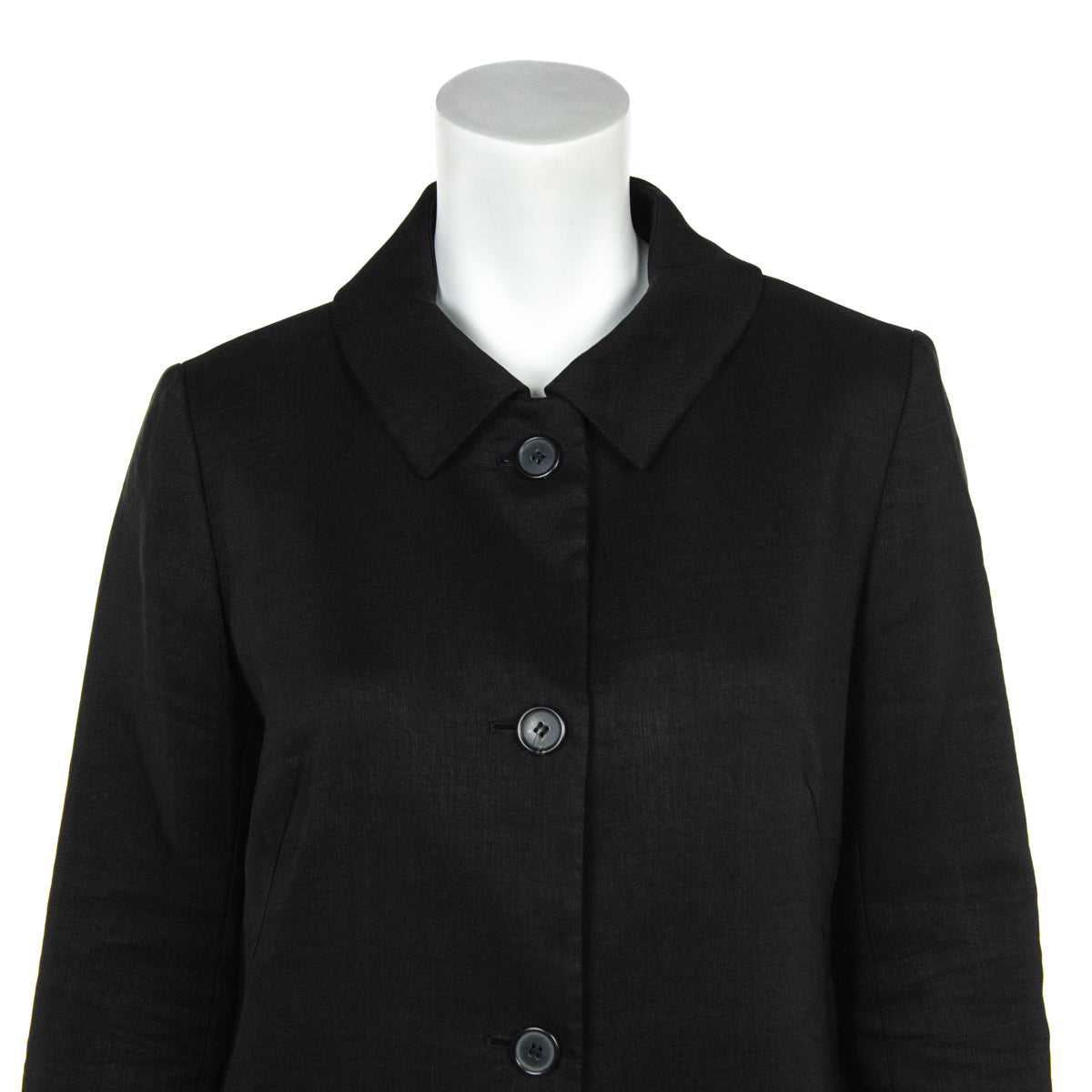 Chloe Black Linen Car Coat Size L | US 10 | FR 42