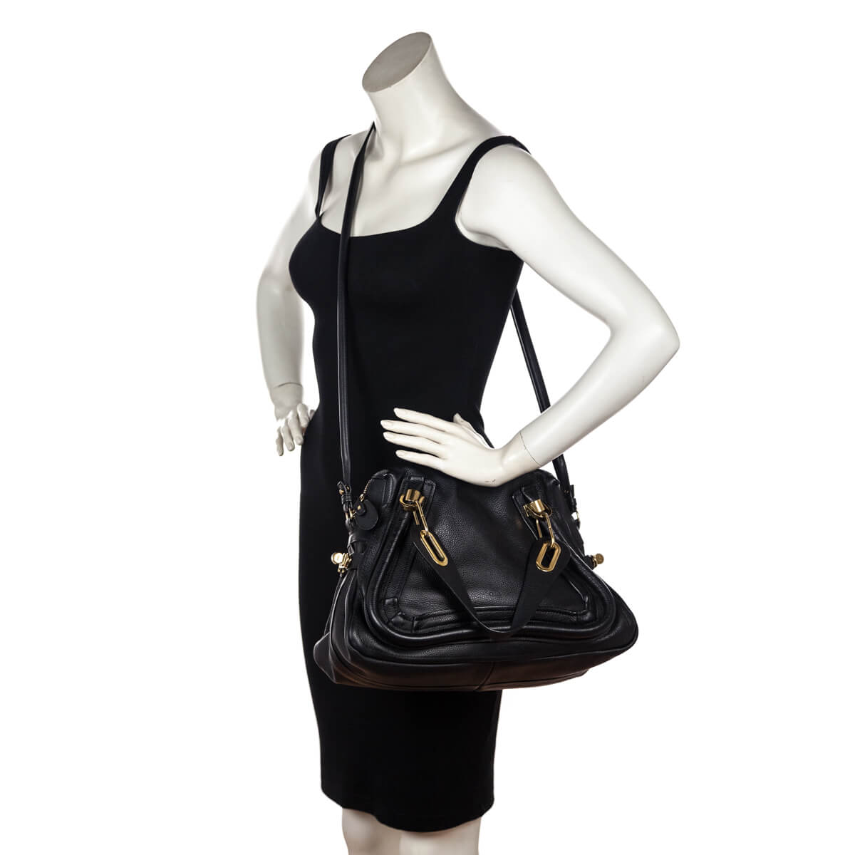 Chloe Black Pebbled Leather Medium Paraty
