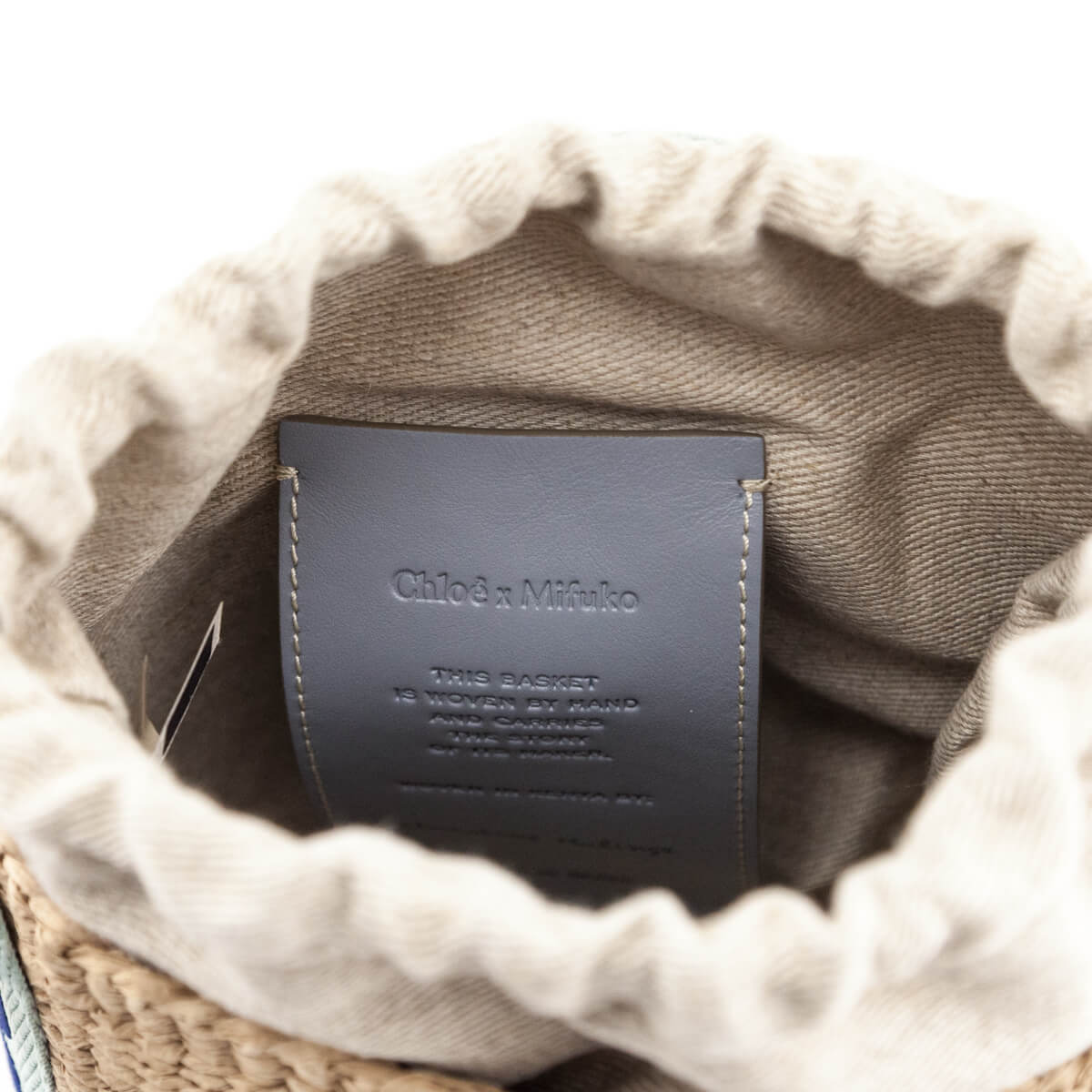 Chloe Blue-Green Natural Woven Fiber Small Woody Basket Bag