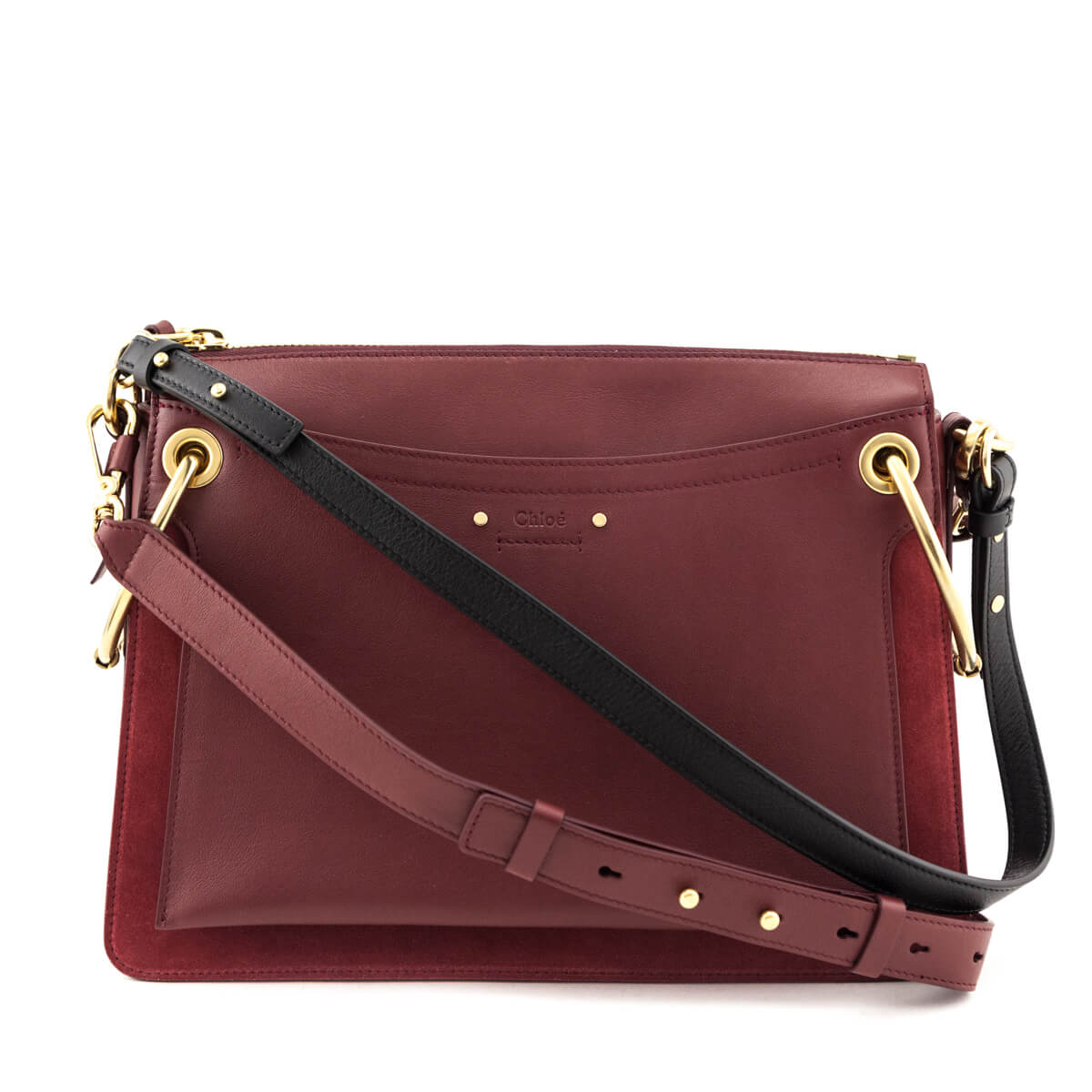 Chloe Plum Leather & Suede Medium Roy Shoulder Bag