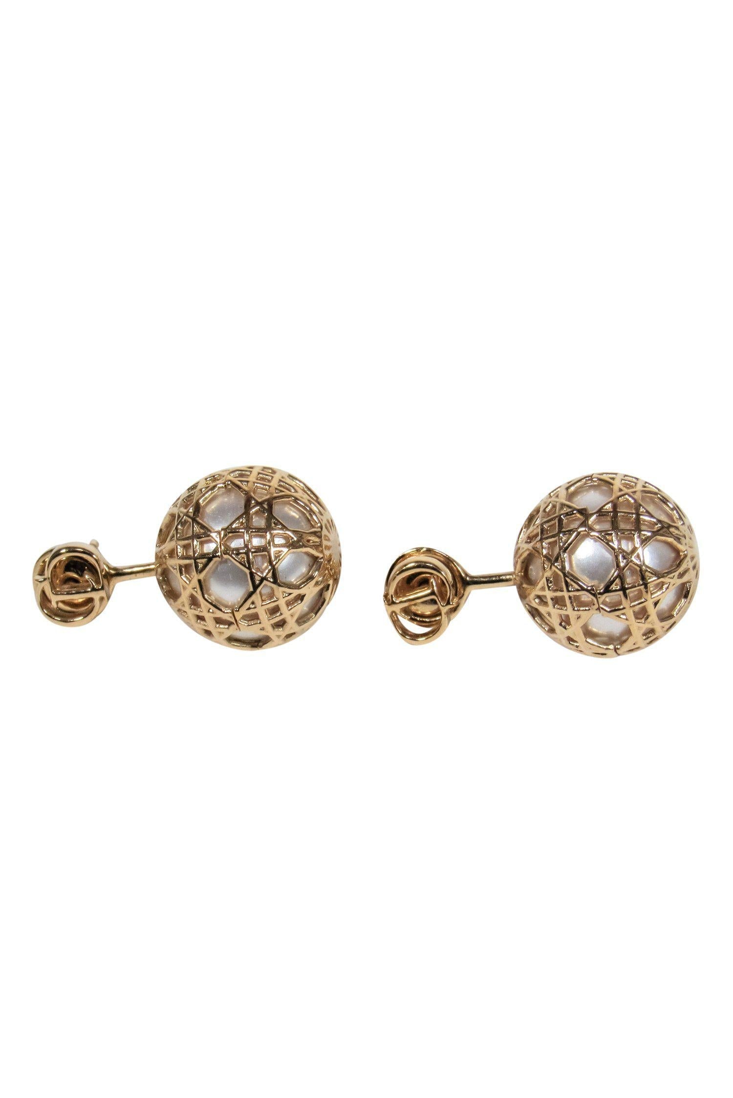Christian Dior - Gold & Pearl Art Deco Resin "Tribales" Earrings
