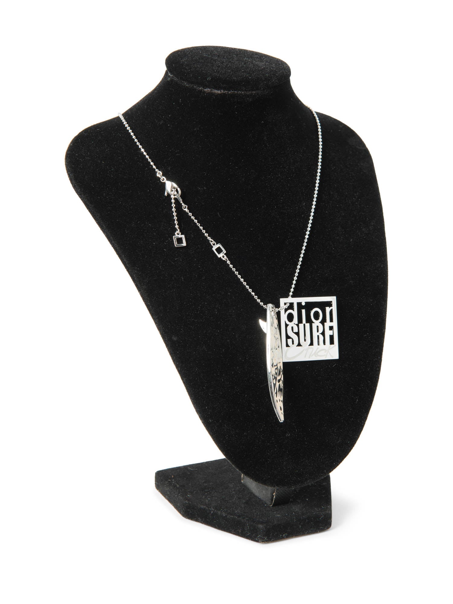 Christian Dior Logo Surf Necklace Silver