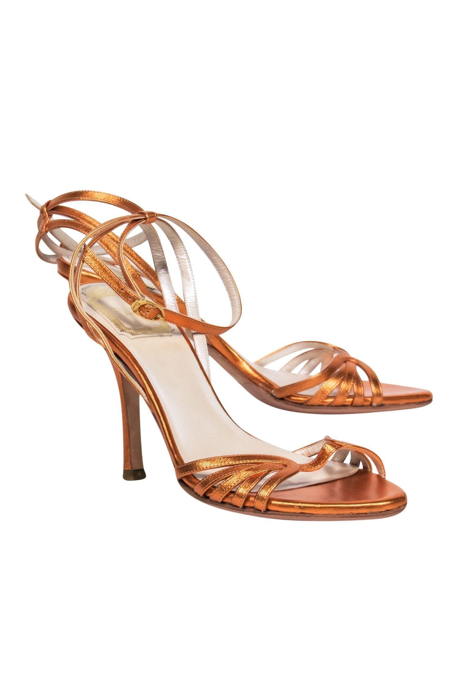 Christian Dior - Orange Metallic Strappy Pumps Sz 6.5