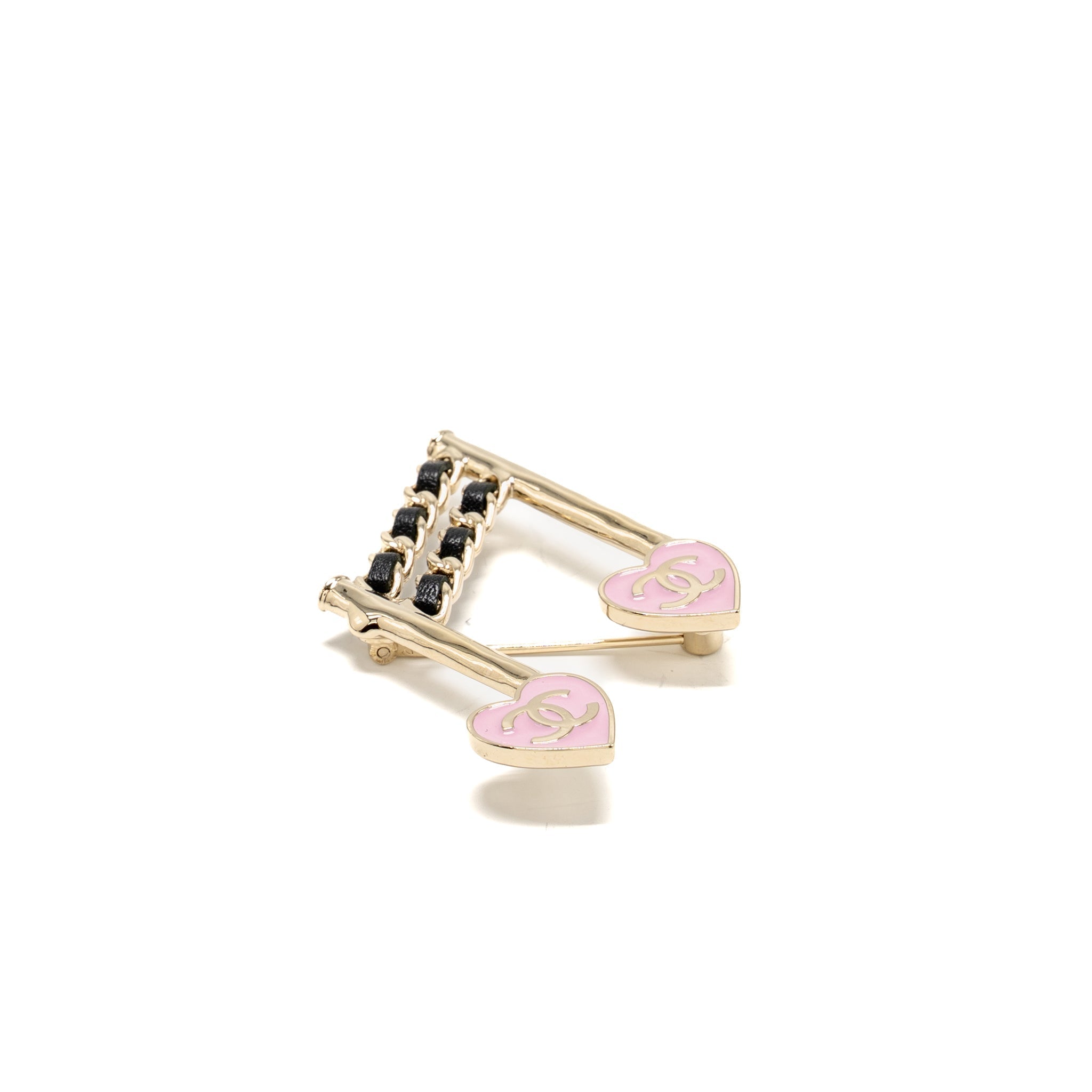 Chanel 24a Music Note CC Logo Heart Brooch Gold Tone