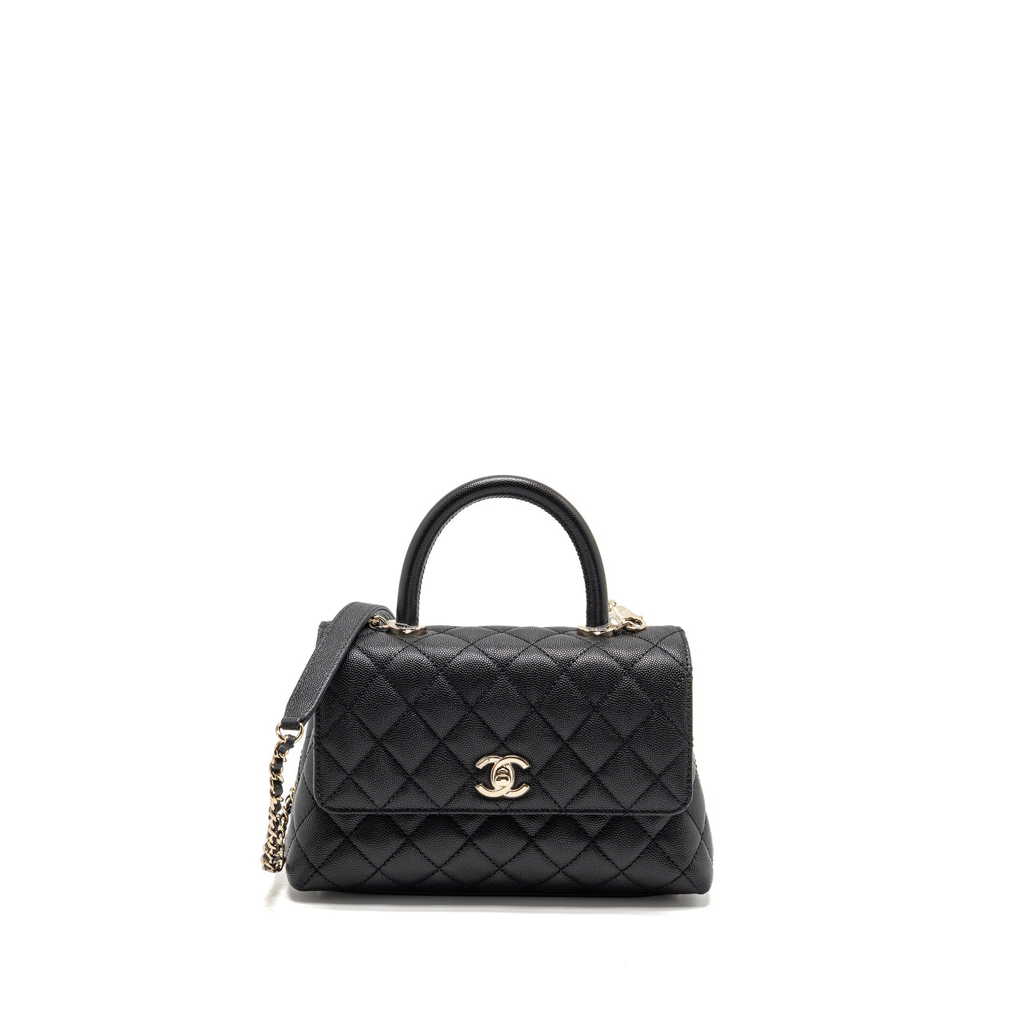 Chanel Small Coco Handle Caviar Black LGHW(microchip)