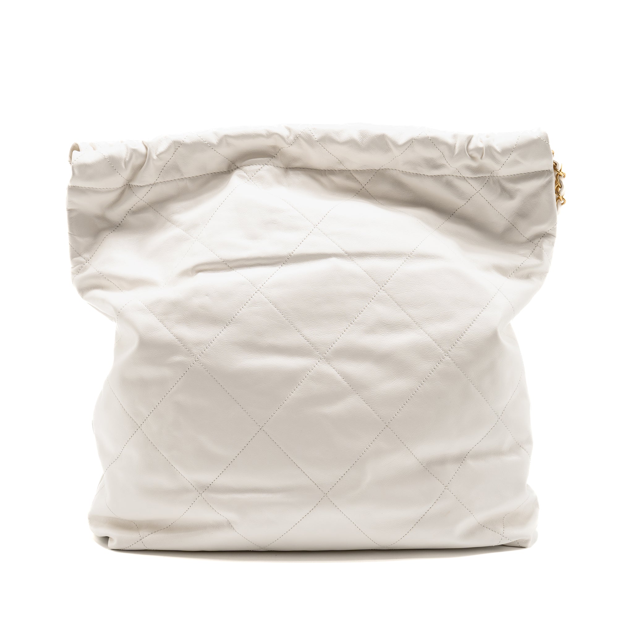 Chanel Large 22 Bag Shiny Calfskin White GHW (microchip)