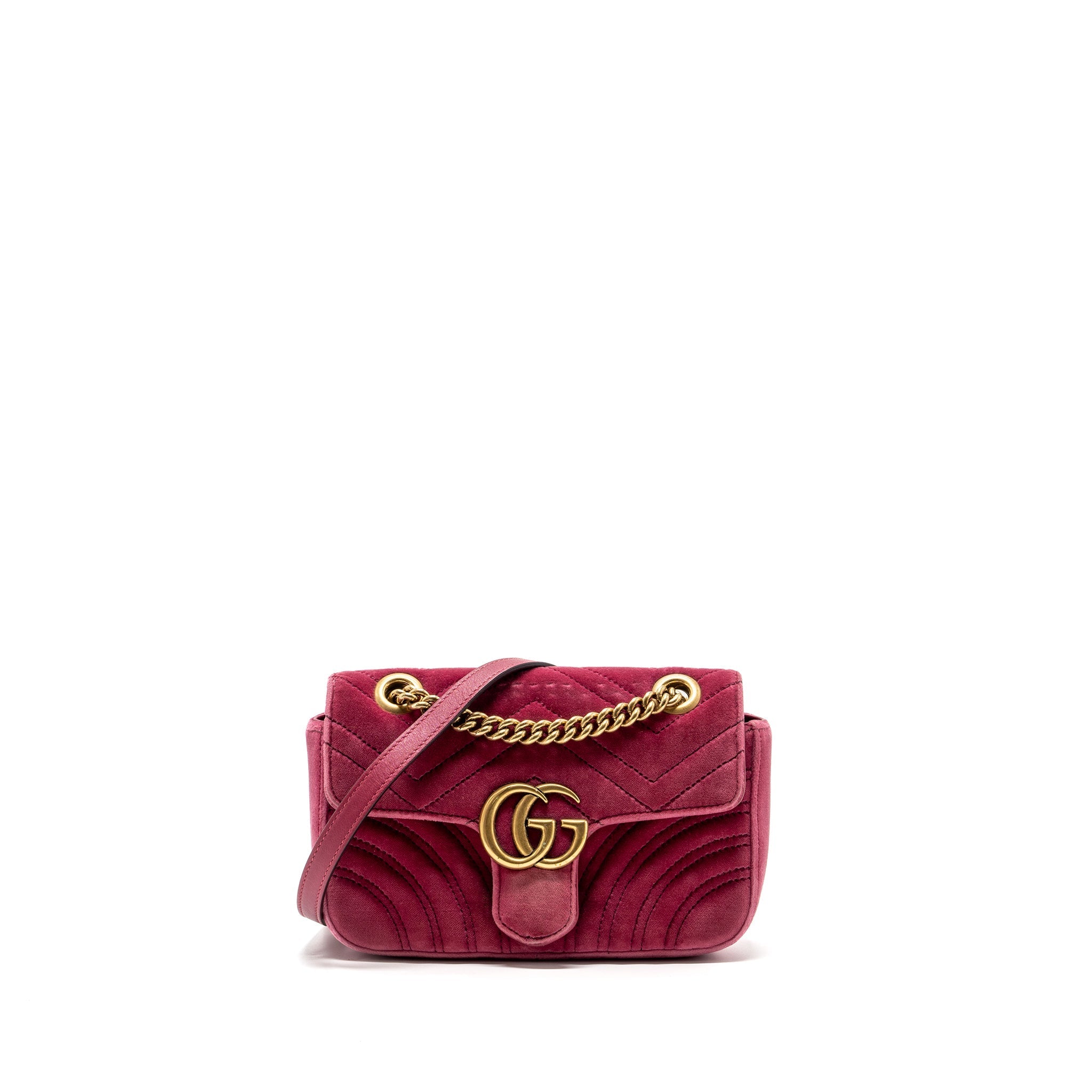 Gucci Small GG Marmont Shoulder Bag Velvet Pink GHW