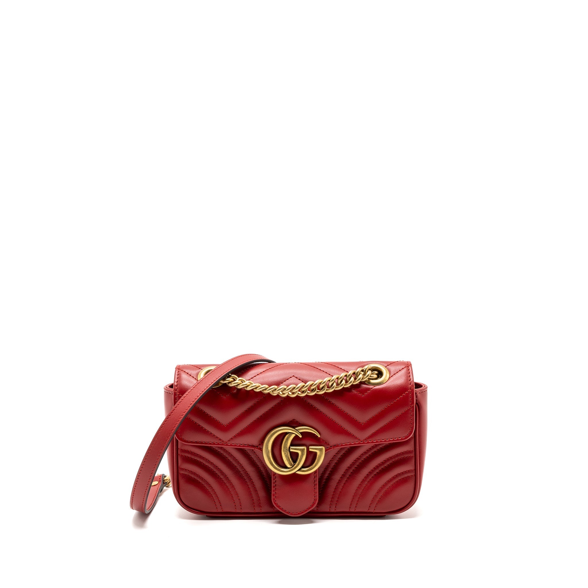 Gucci Small GG marmont shoulder bag calfskin red GHW