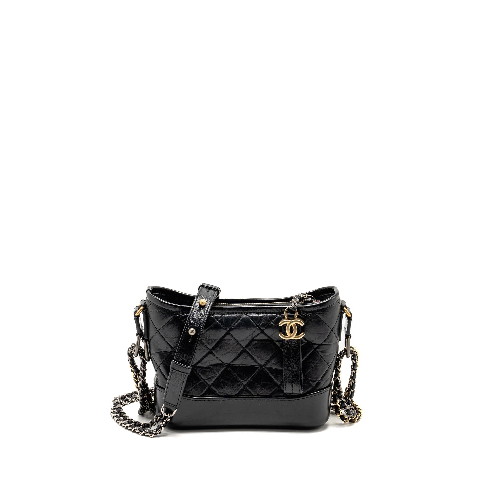 Chanel Small Gabrielle Hobo Bag Calfskin Black Multicolour Hardware