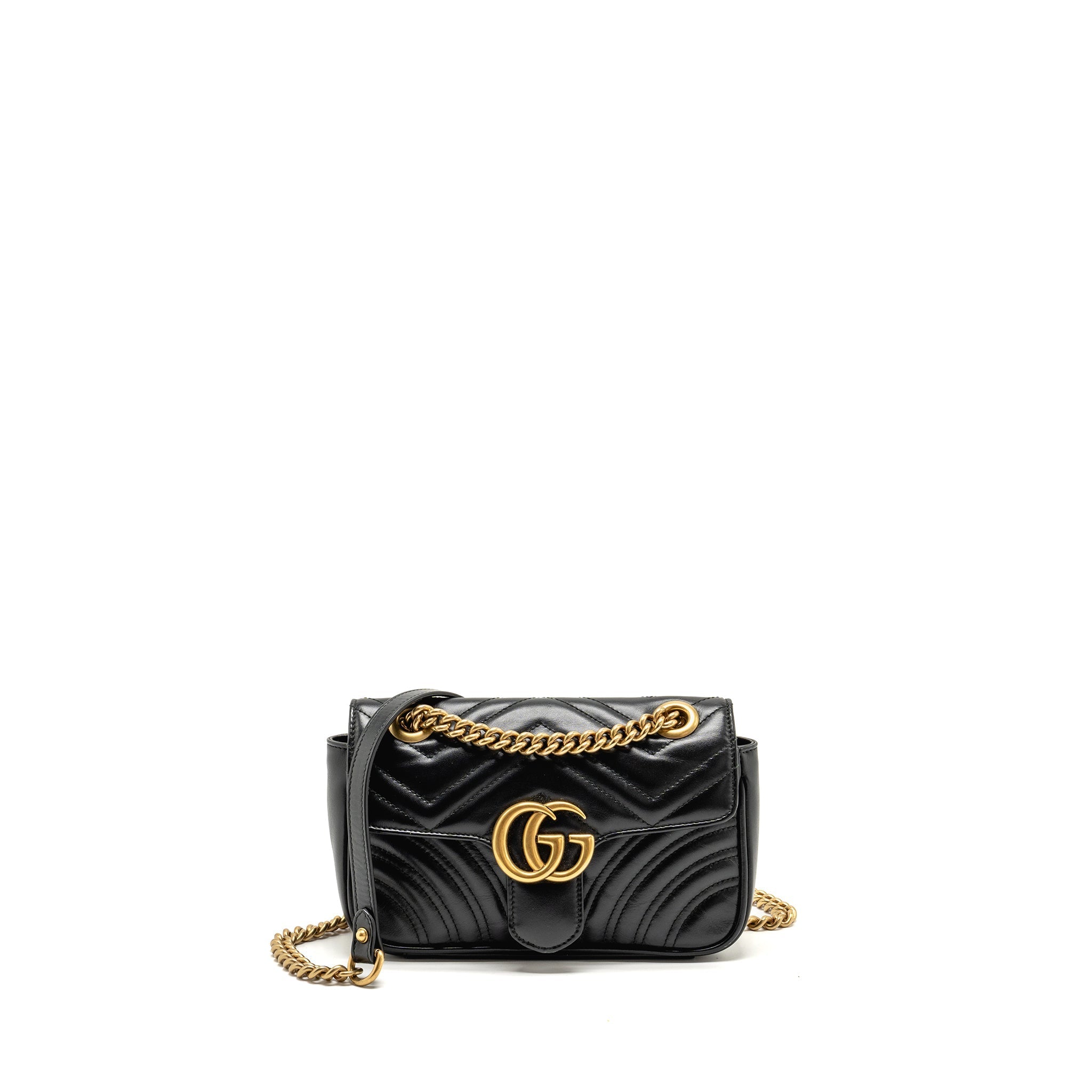 GUCCI Small GG Marmont Shoulder Bag Calfskin Black GHW
