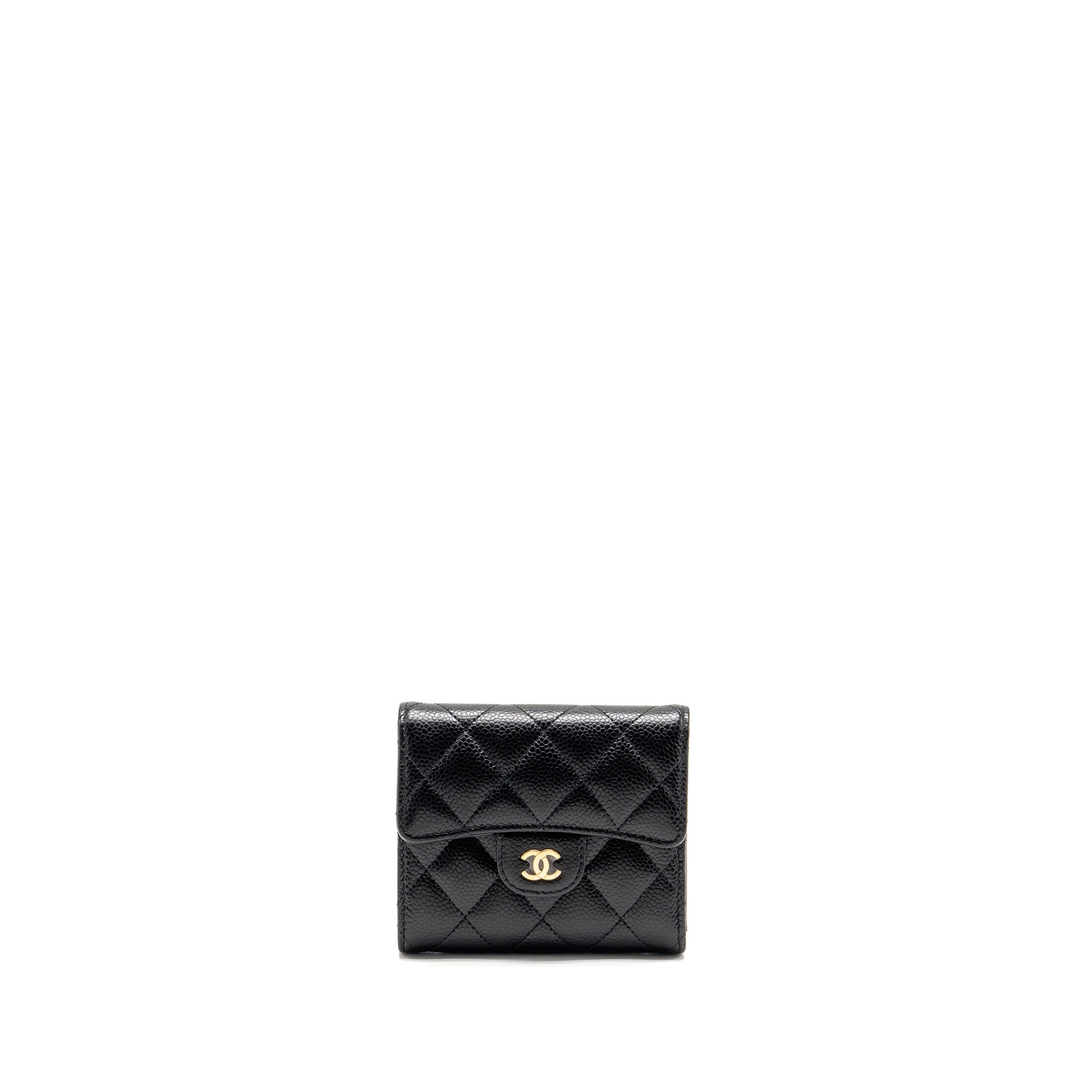 Chanel Small Classic Compact Wallet Caviar Black GHW (Microchip)