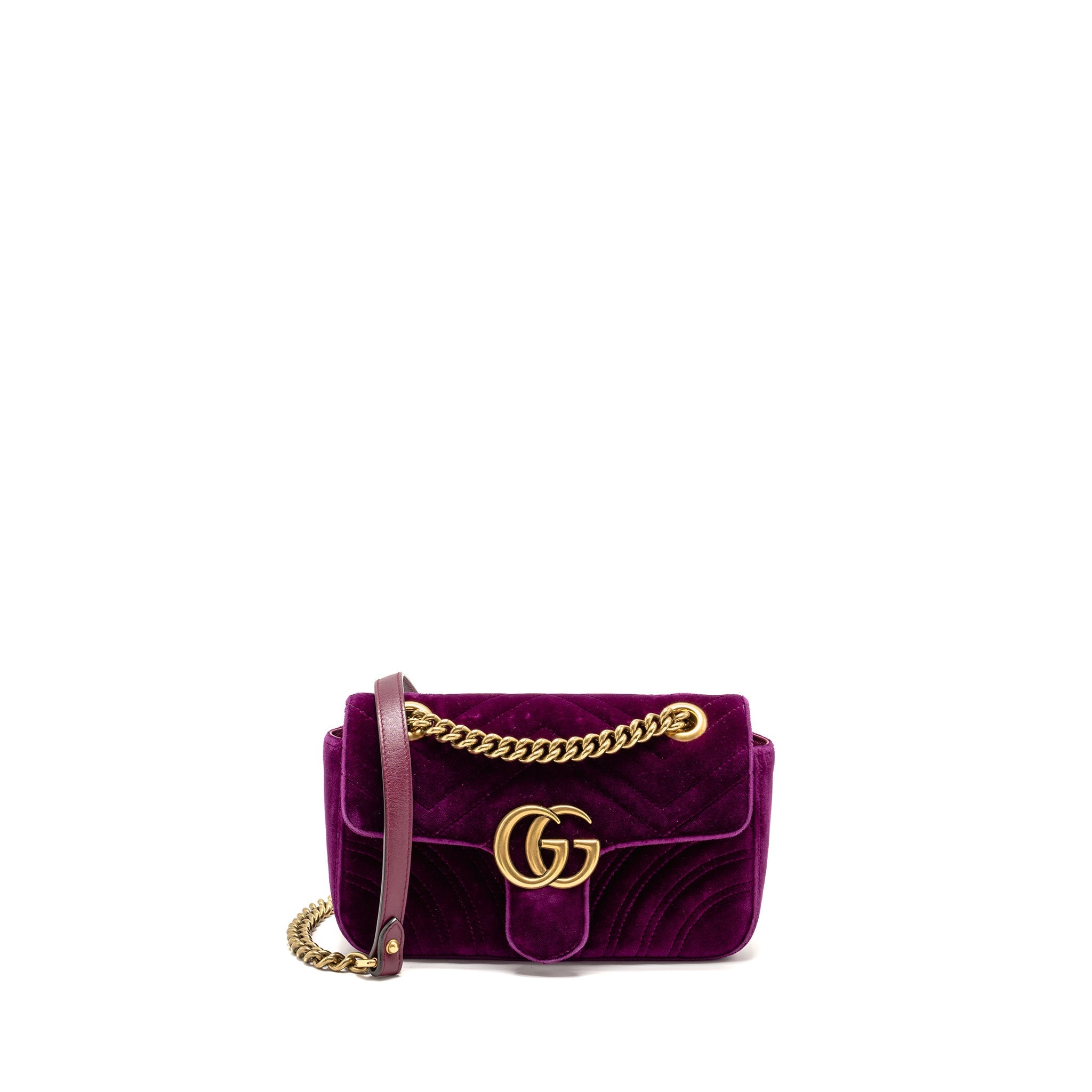 Gucci Mini GG Marmont Shoulder Bag Velvet Hot Pink GHW