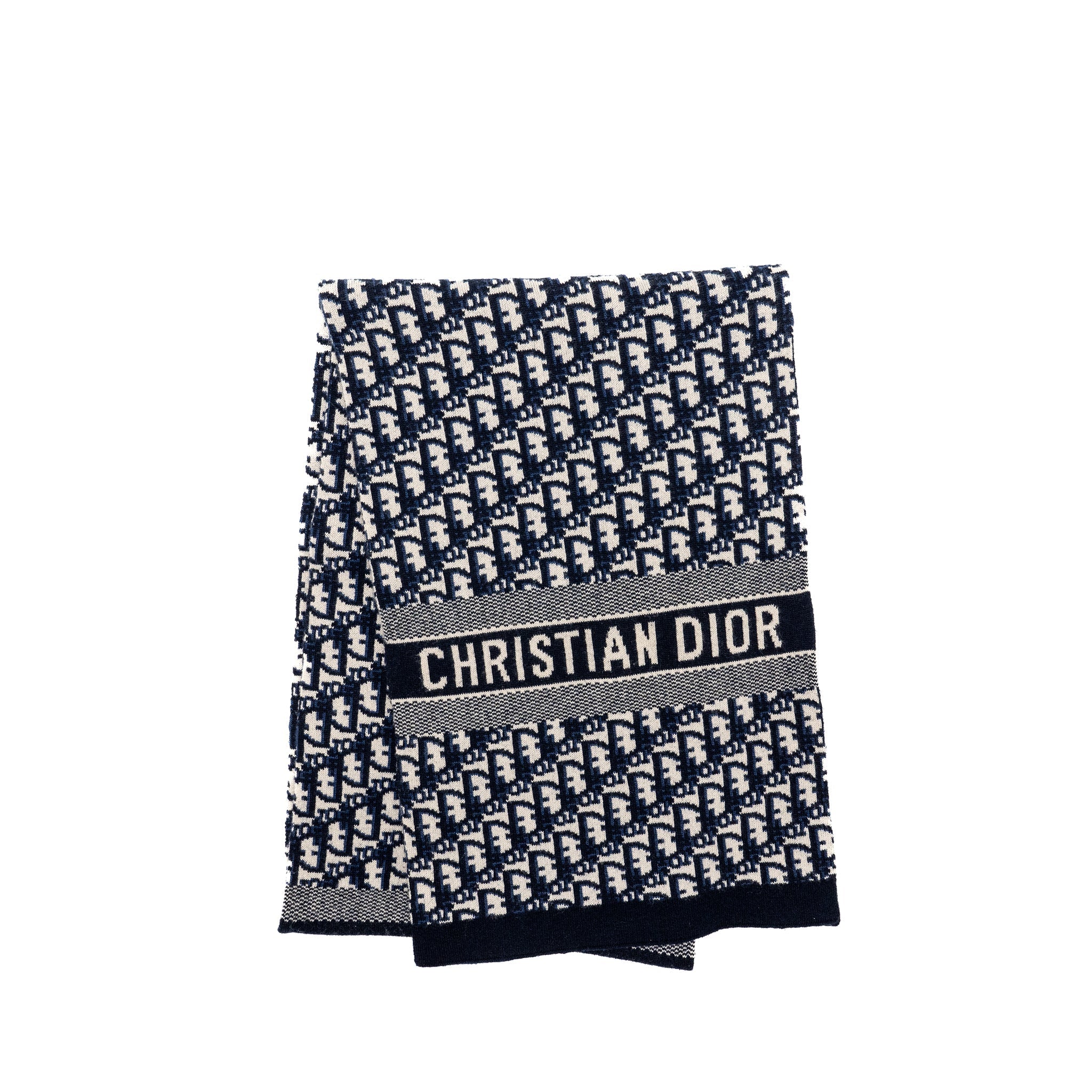 Dior Oblique Scarf Wool/Cashmere Navy