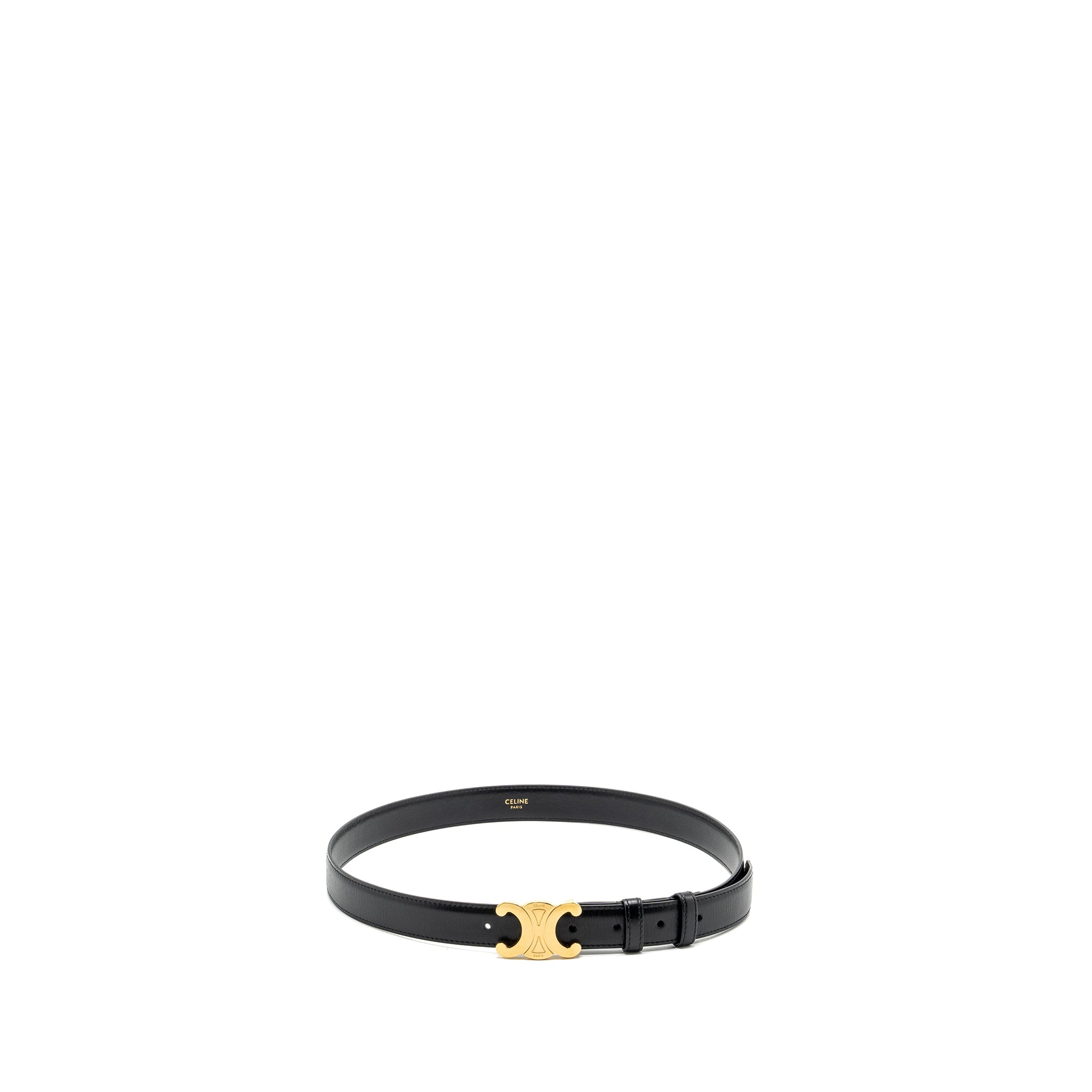 Celine Size 85 Triomphe Belt Smooth Calfskin Black
