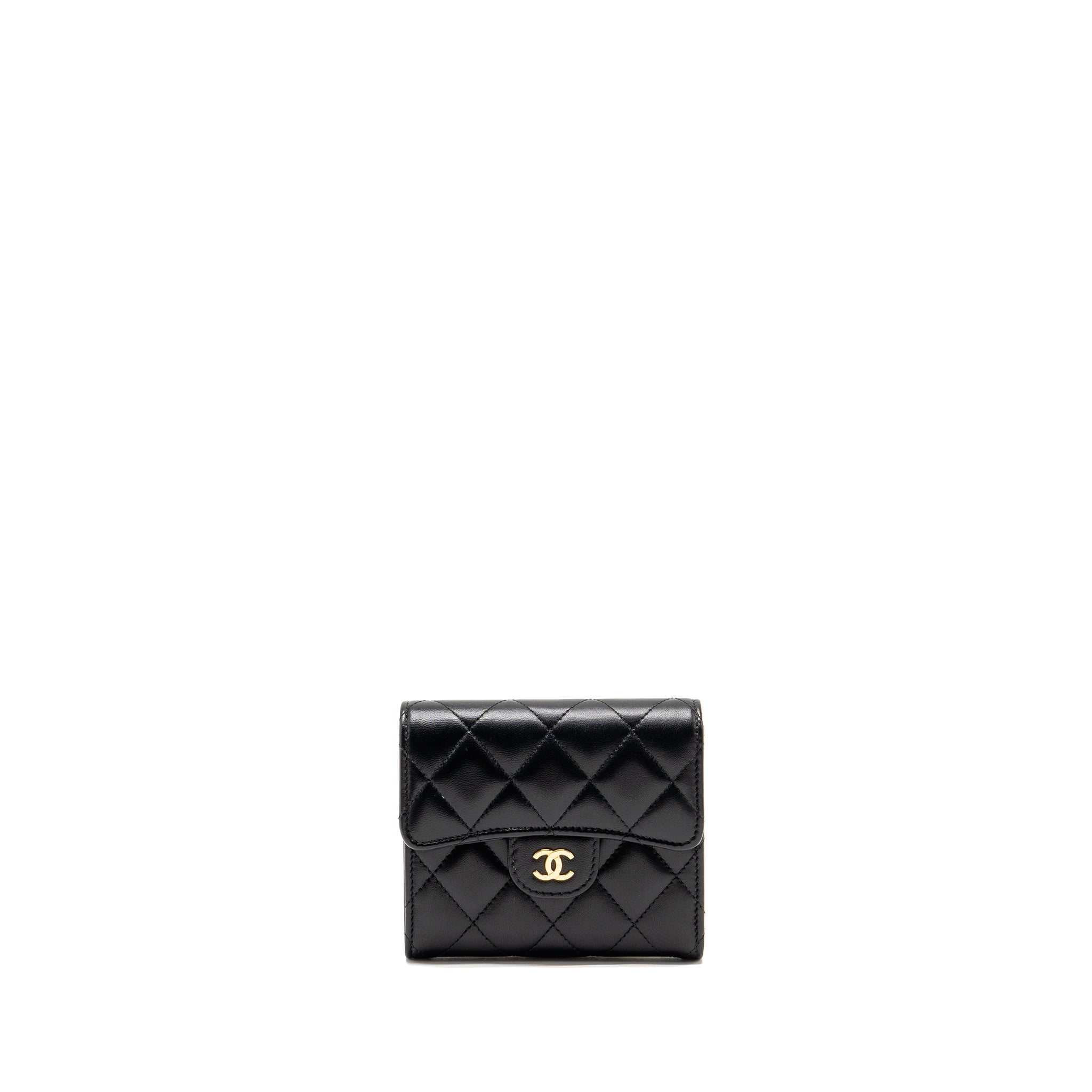 Chanel Small Classic Compact Wallet Lambskin Black LGHW (Microchip)