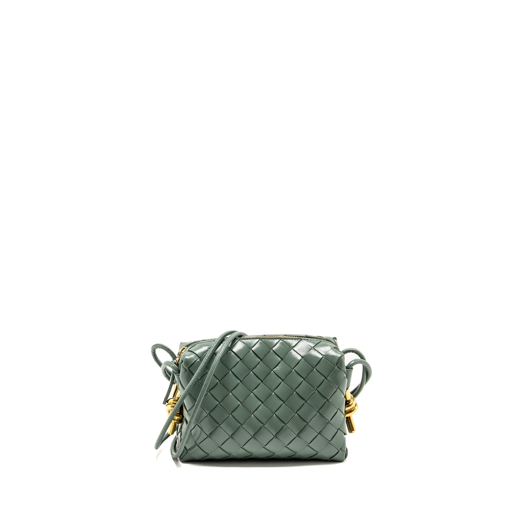 Bottega Veneta Mini Loop Bag Metal Knots Calfskin Green GHW