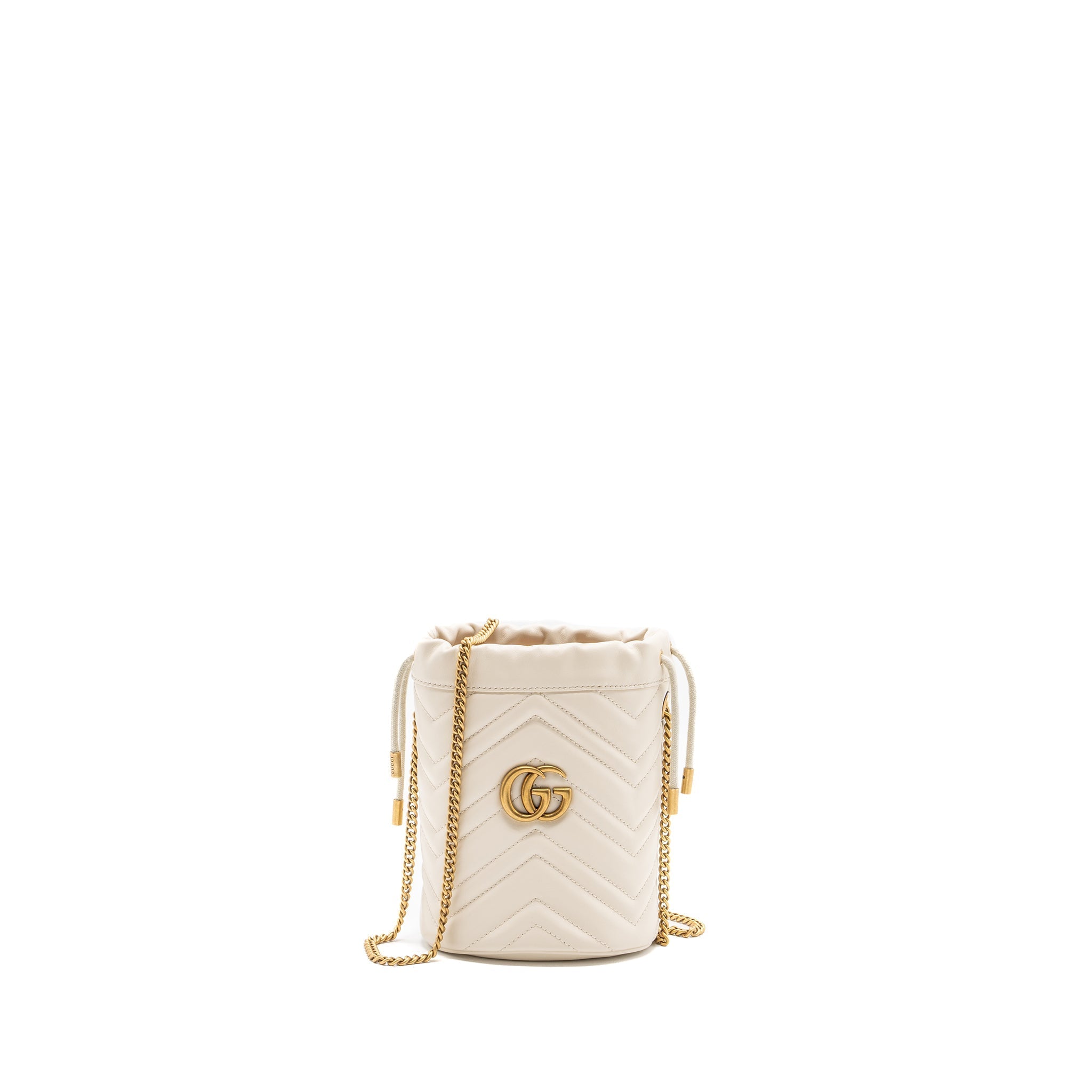 Gucci GG Marmont Mini Bucket Bag calfskin White GHW