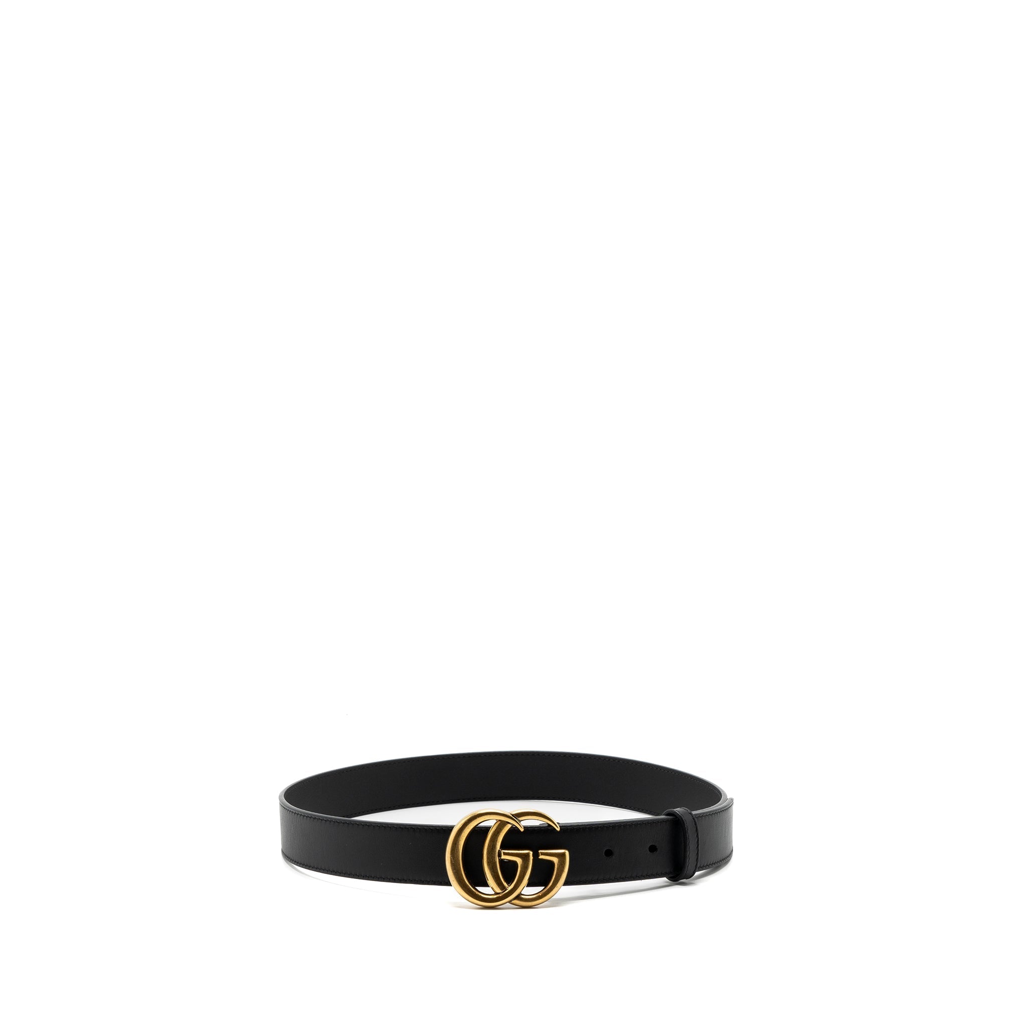 Gucci Size 75 GG Marmont Leather Belt Black GHW