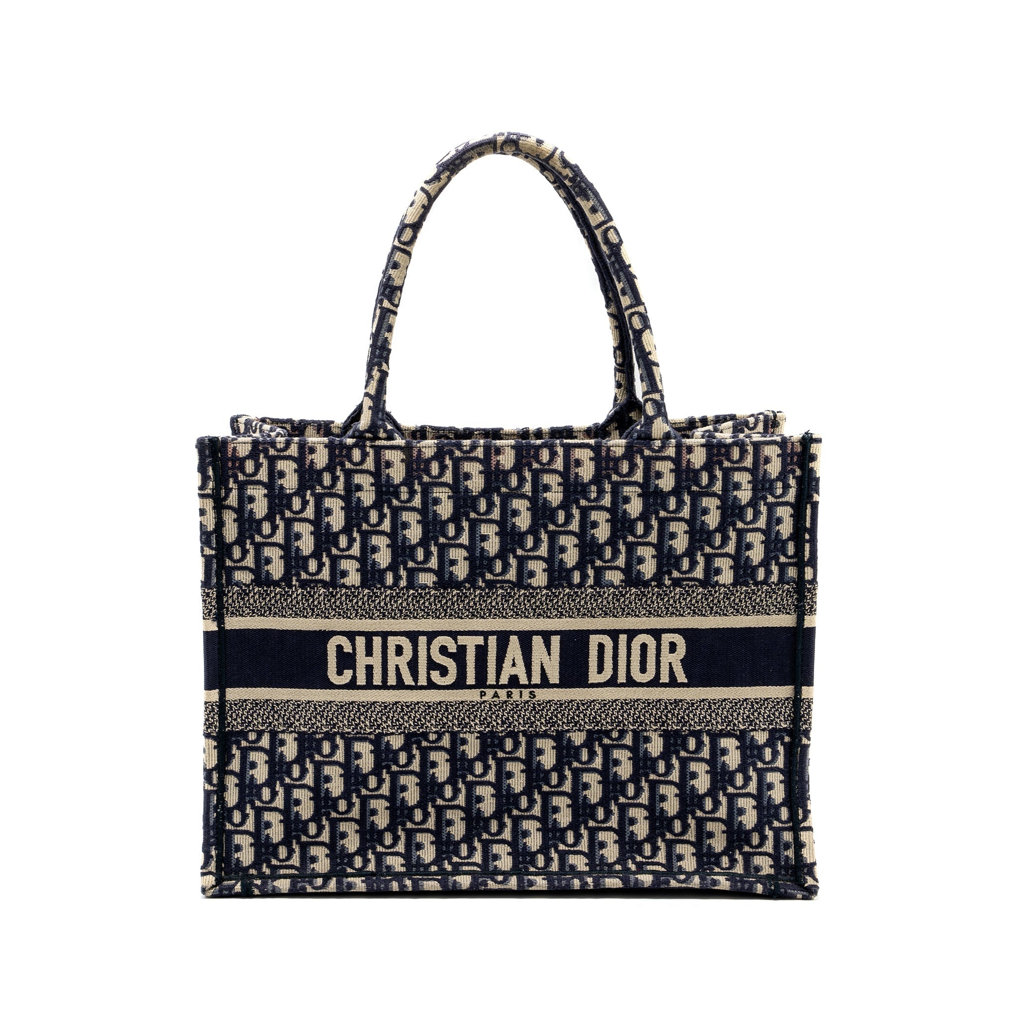 Dior medium book tote blue oblique emboidery