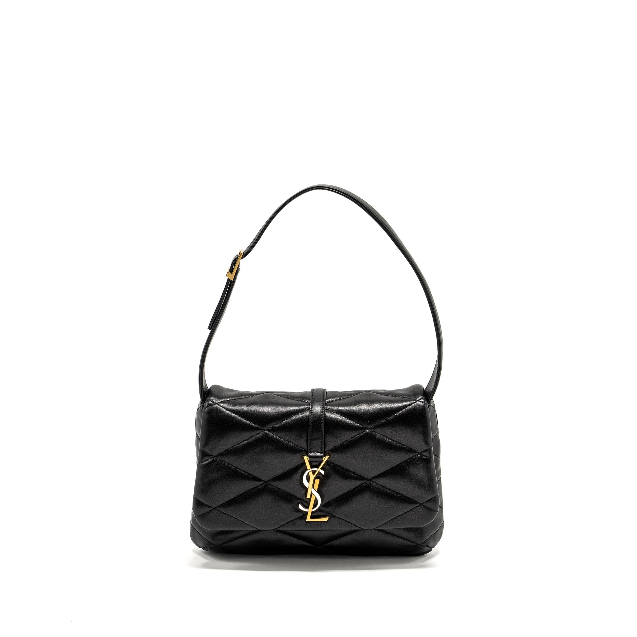 Saint Laurent/YSL LE 57 Quilted Hobo Shoulder Bag Lambskin Black Multicolour Hardware