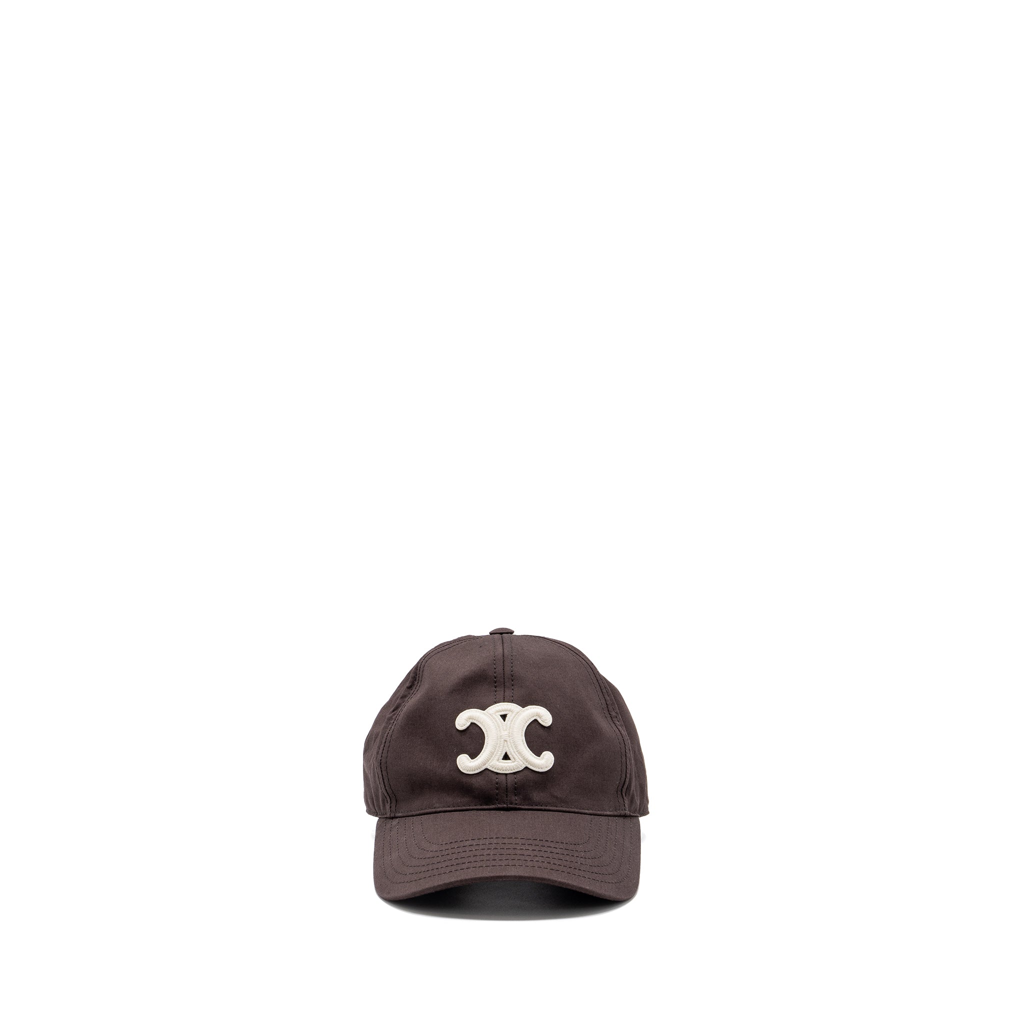Celine Size S Triomphe Baseball Cap Cotton Cacao
