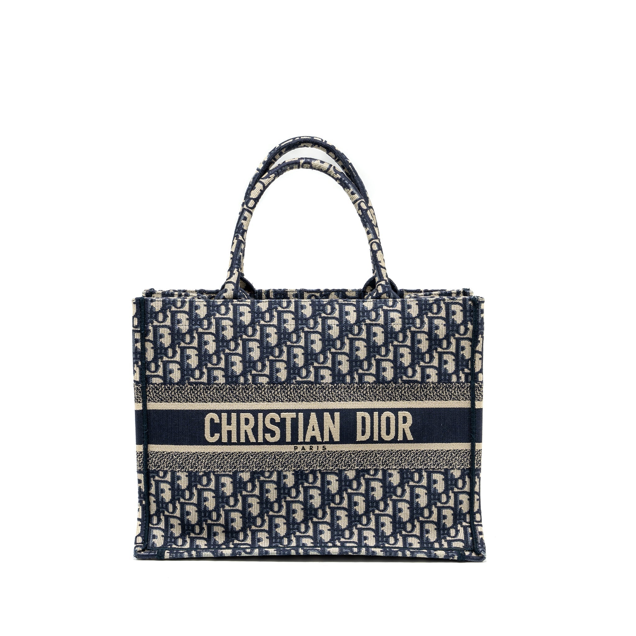 DIOR Medium Book Tote Blue Dior Oblique Embroidery
