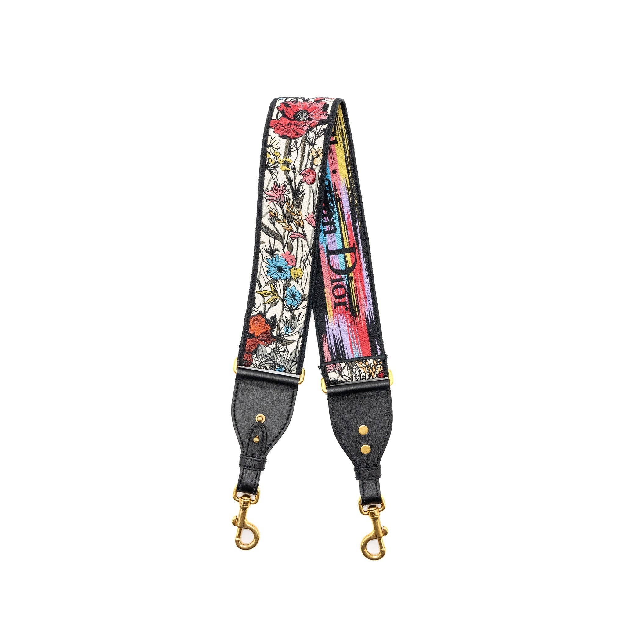 DIOR Adjustable Shoulder Strap Flora Embroidery Canvas/Calfskin Multicolour GHW