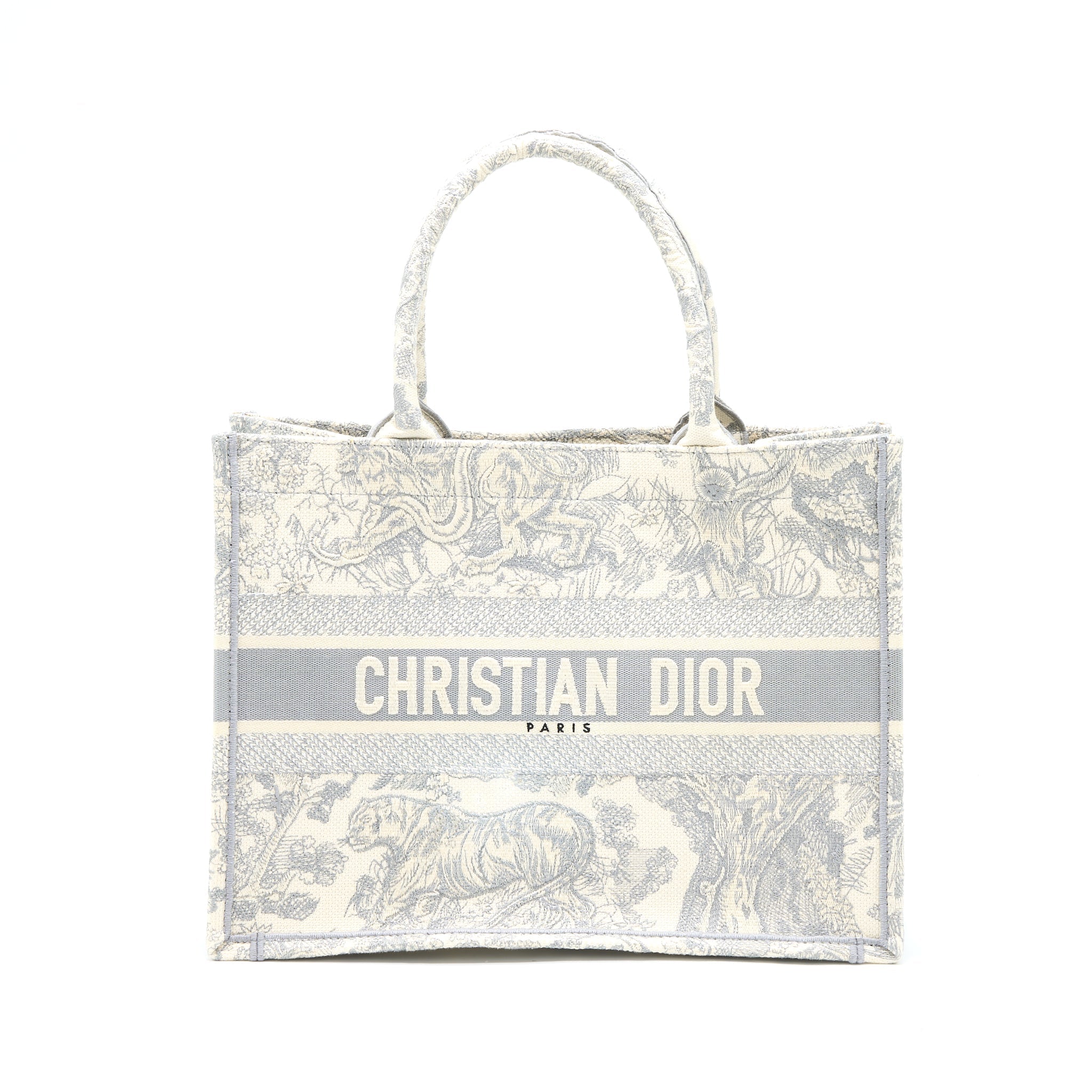 Dior Medium Book Tote Grey Toile De Jouy Embroidery