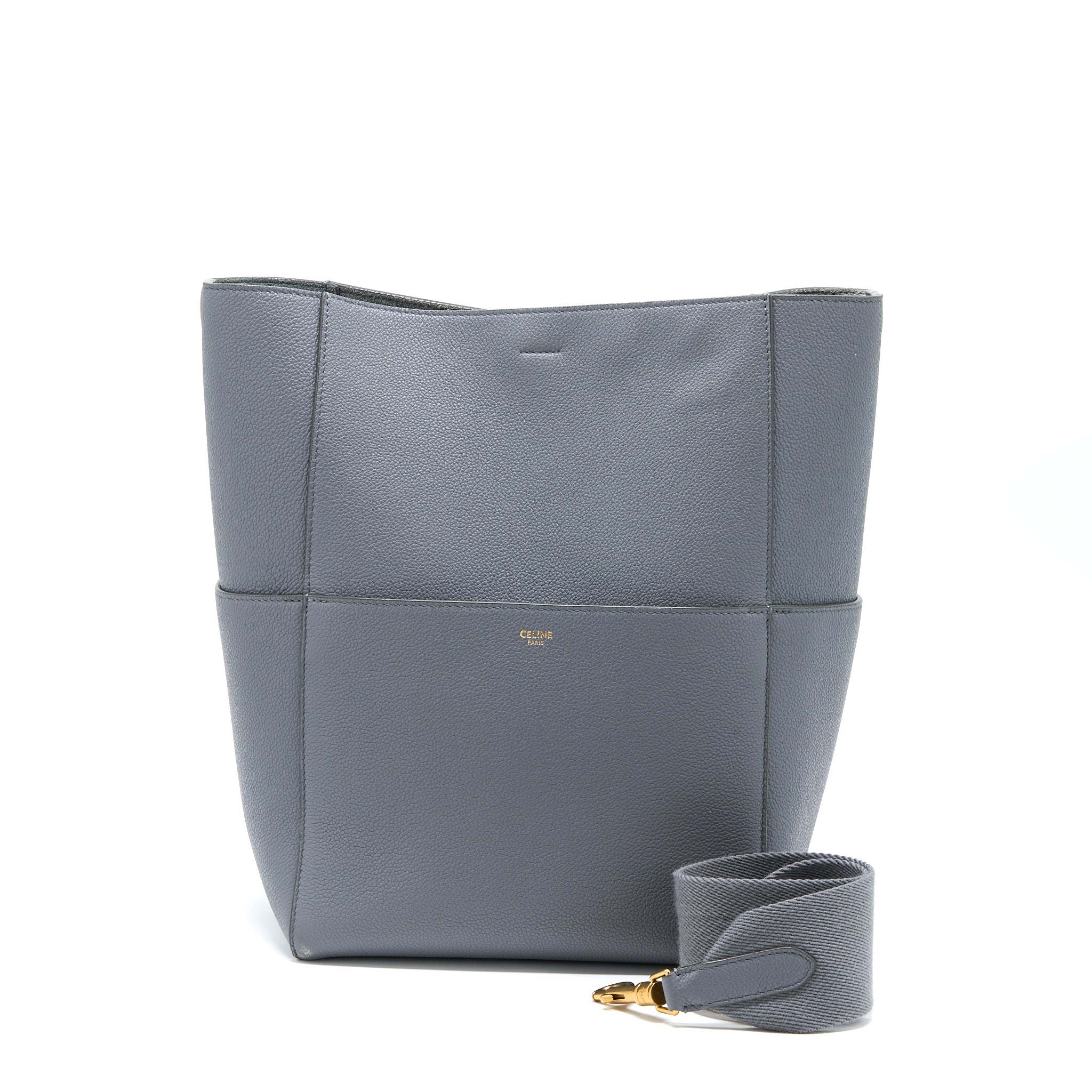 Celine Sangle Bucket Bag Calfskin Grey