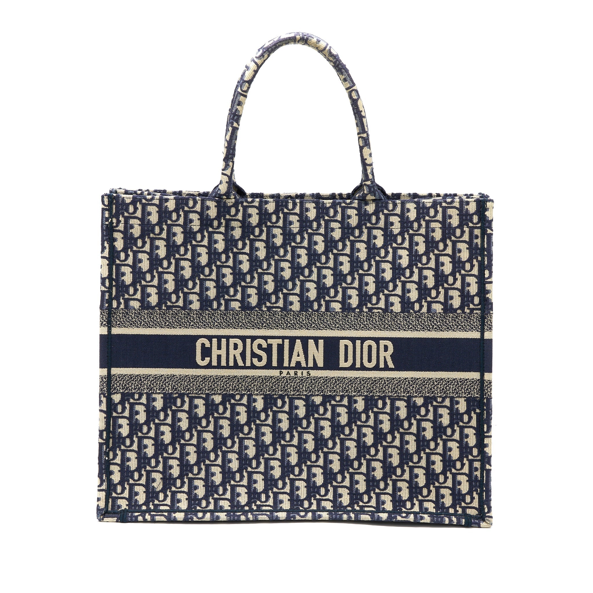 Dior Large Book Tote Blue Blue Oblique Jacquard