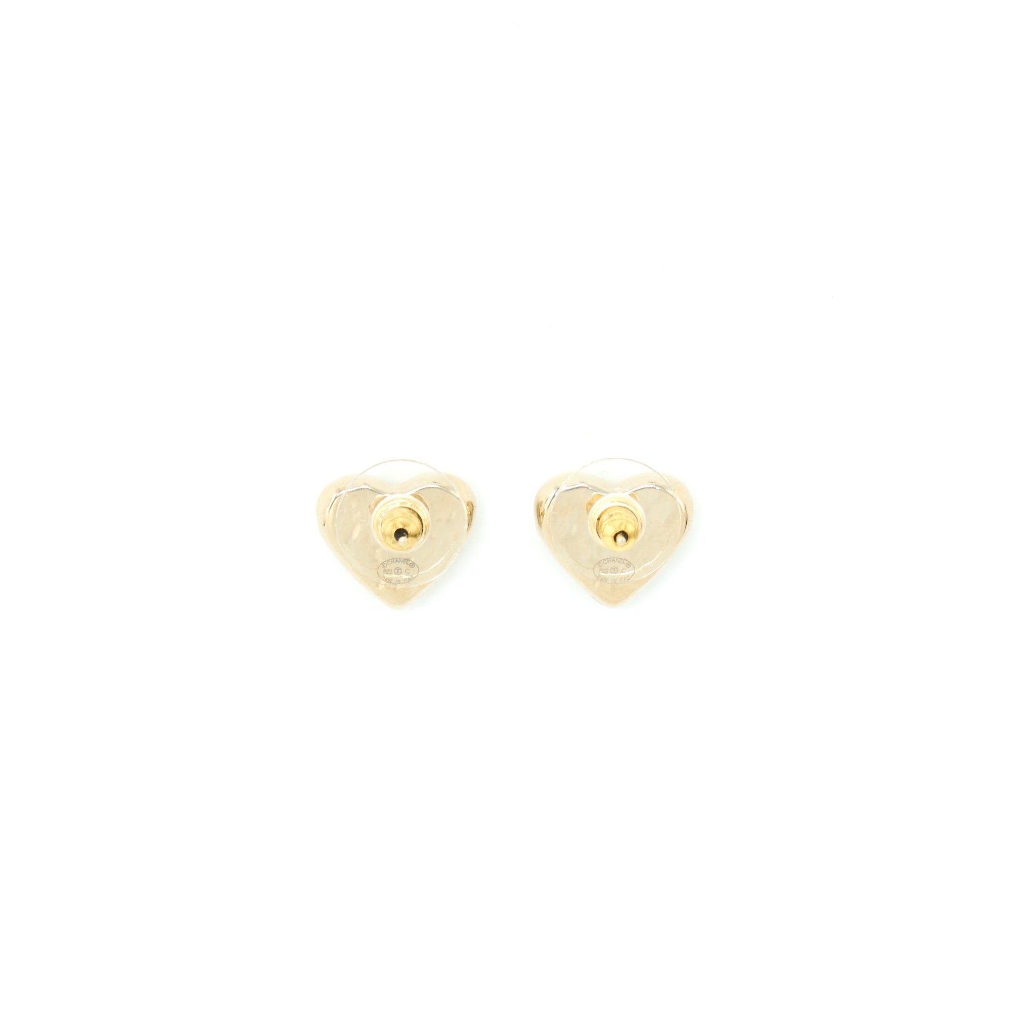 Chanel 22C Heart Earring Light Gold Tone